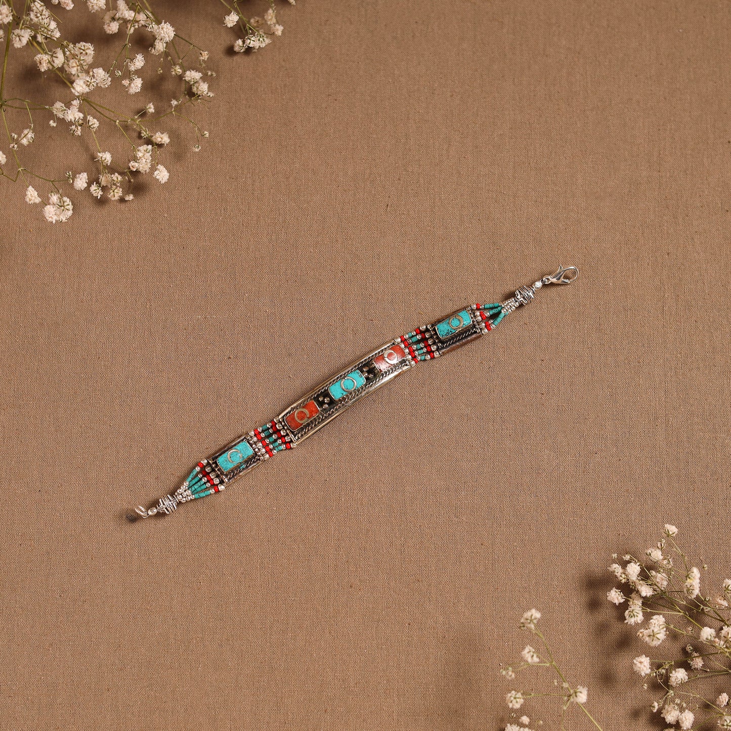 Multicolor - ethnic tribal tibetan metal bracelet