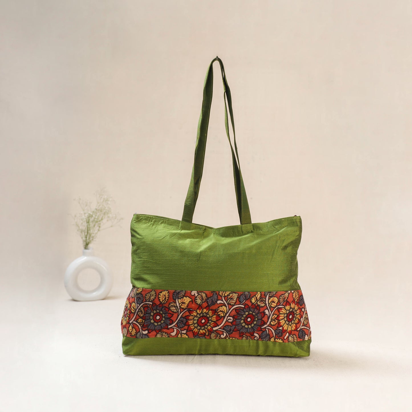 Green - Srikalahasti Kalamkari Handpainted Shoulder Bag 16