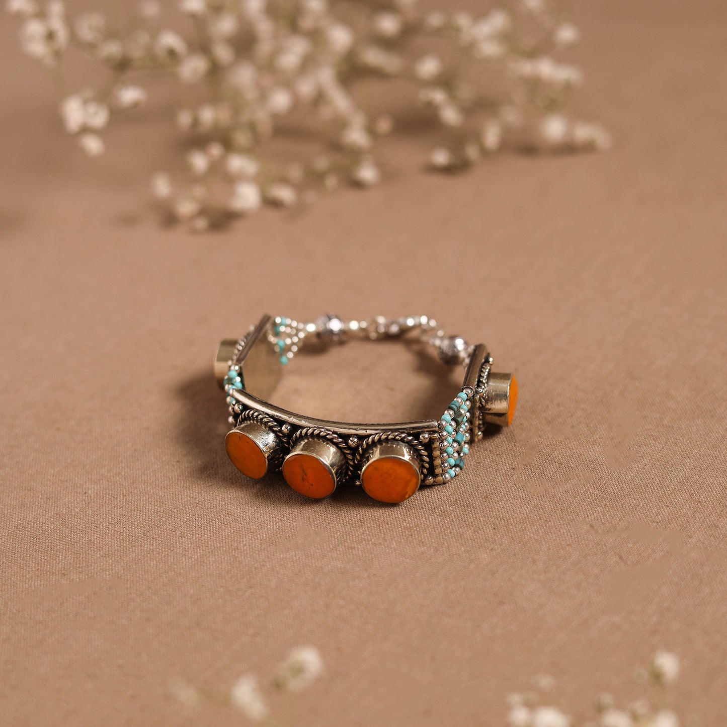 Orange - ethnic tribal tibetan metal bracelet from himalaya