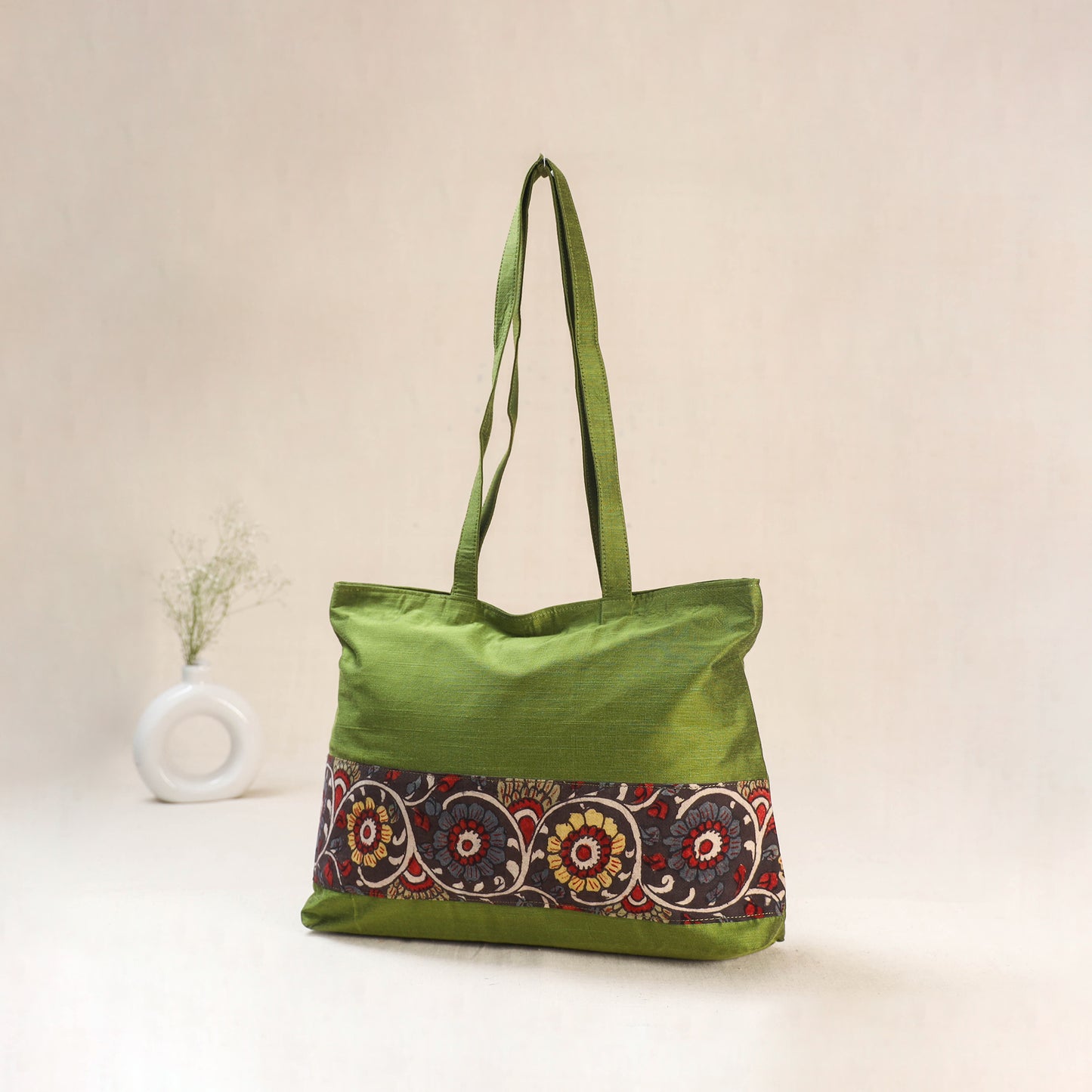Green - Srikalahasti Kalamkari Handpainted Shoulder Bag 17