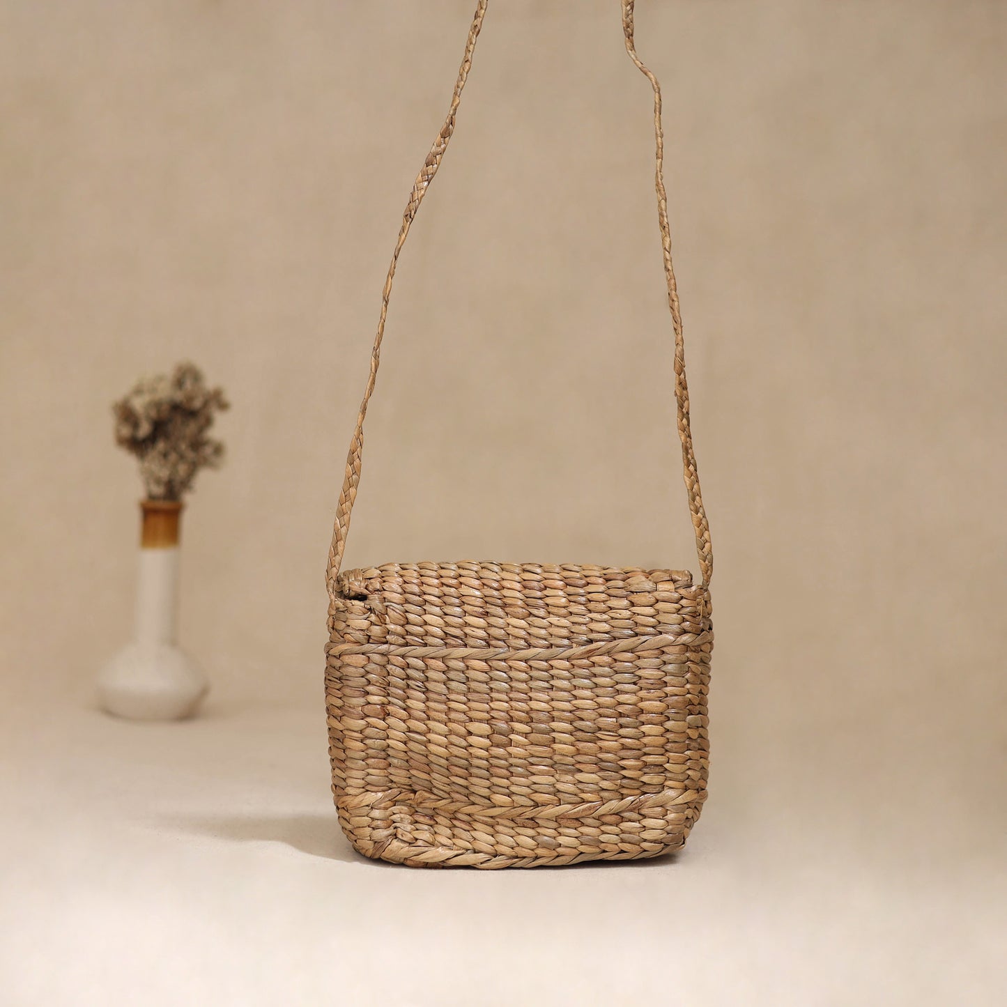 Handcrafted Natural Water Hyacinth Hand Embroidered Sling Bag 12
