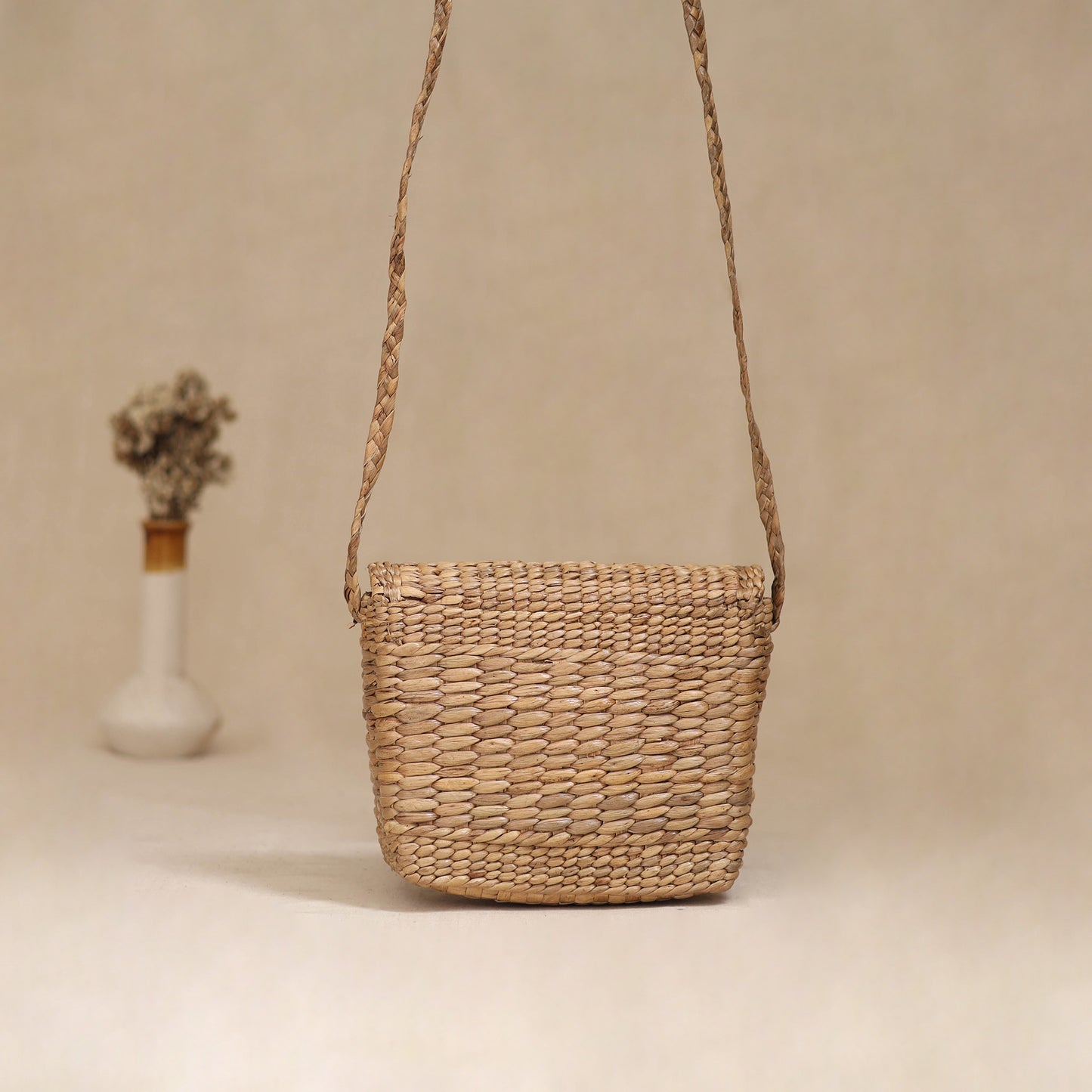 Handcrafted Natural Water Hyacinth Hand Embroidered Sling Bag 14