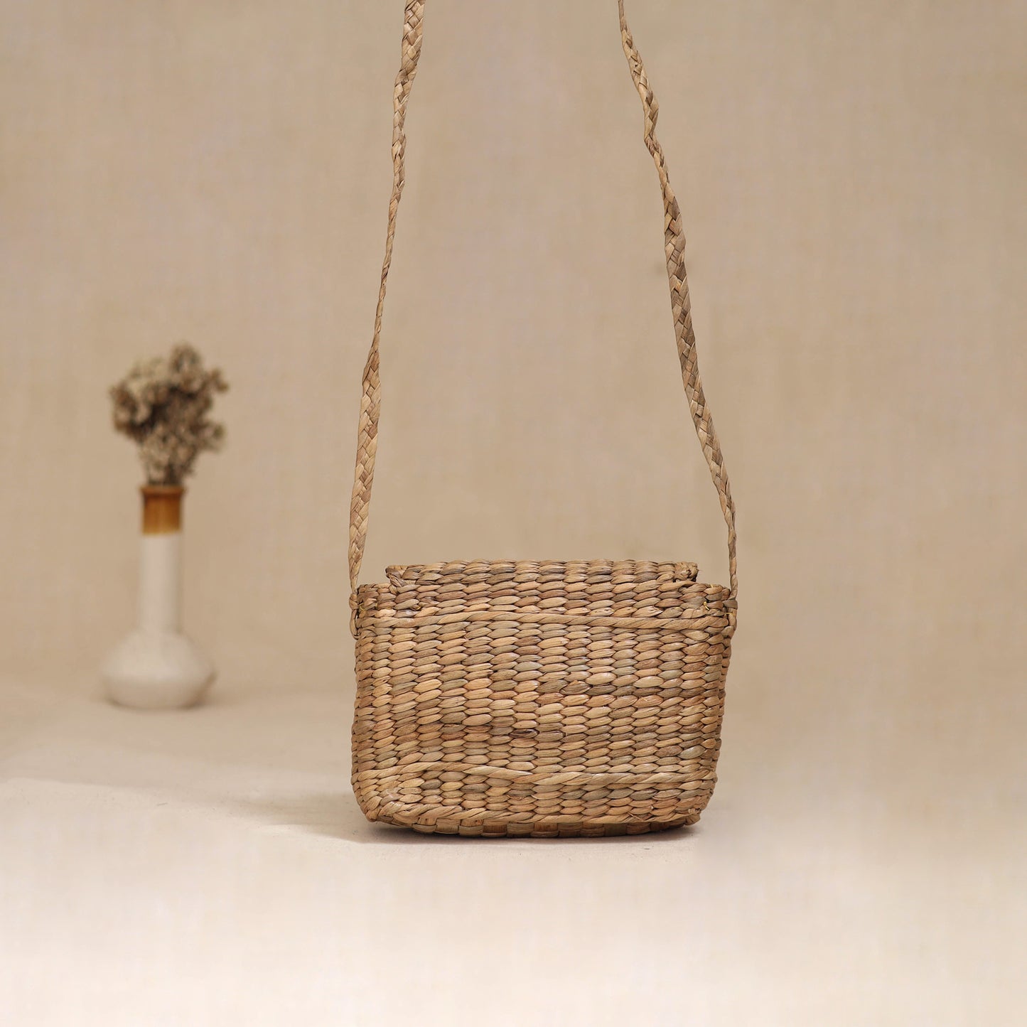 Handcrafted Natural Water Hyacinth Hand Embroidered Sling Bag 17