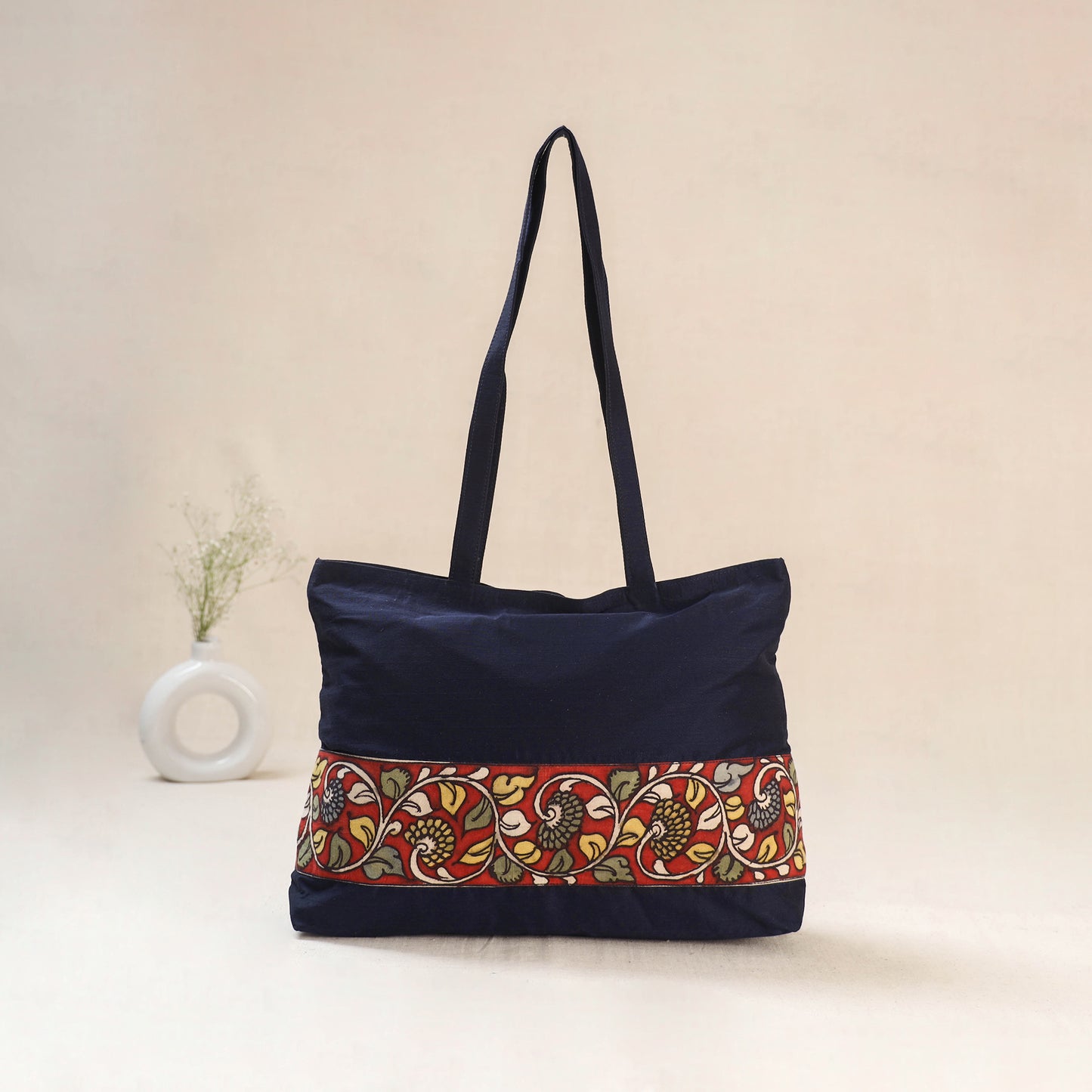 Blue - Srikalahasti Kalamkari Handpainted Shoulder Bag 01