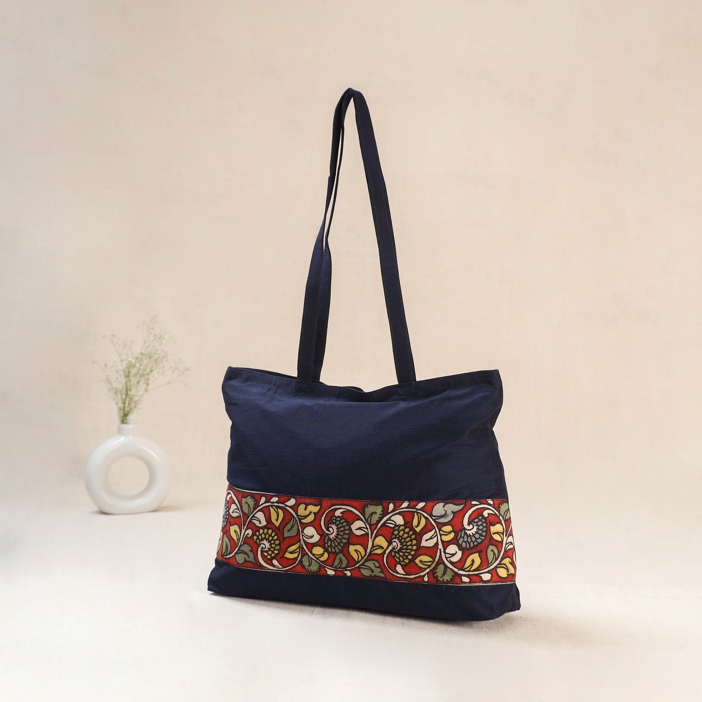 Blue - Srikalahasti Kalamkari Handpainted Shoulder Bag 01