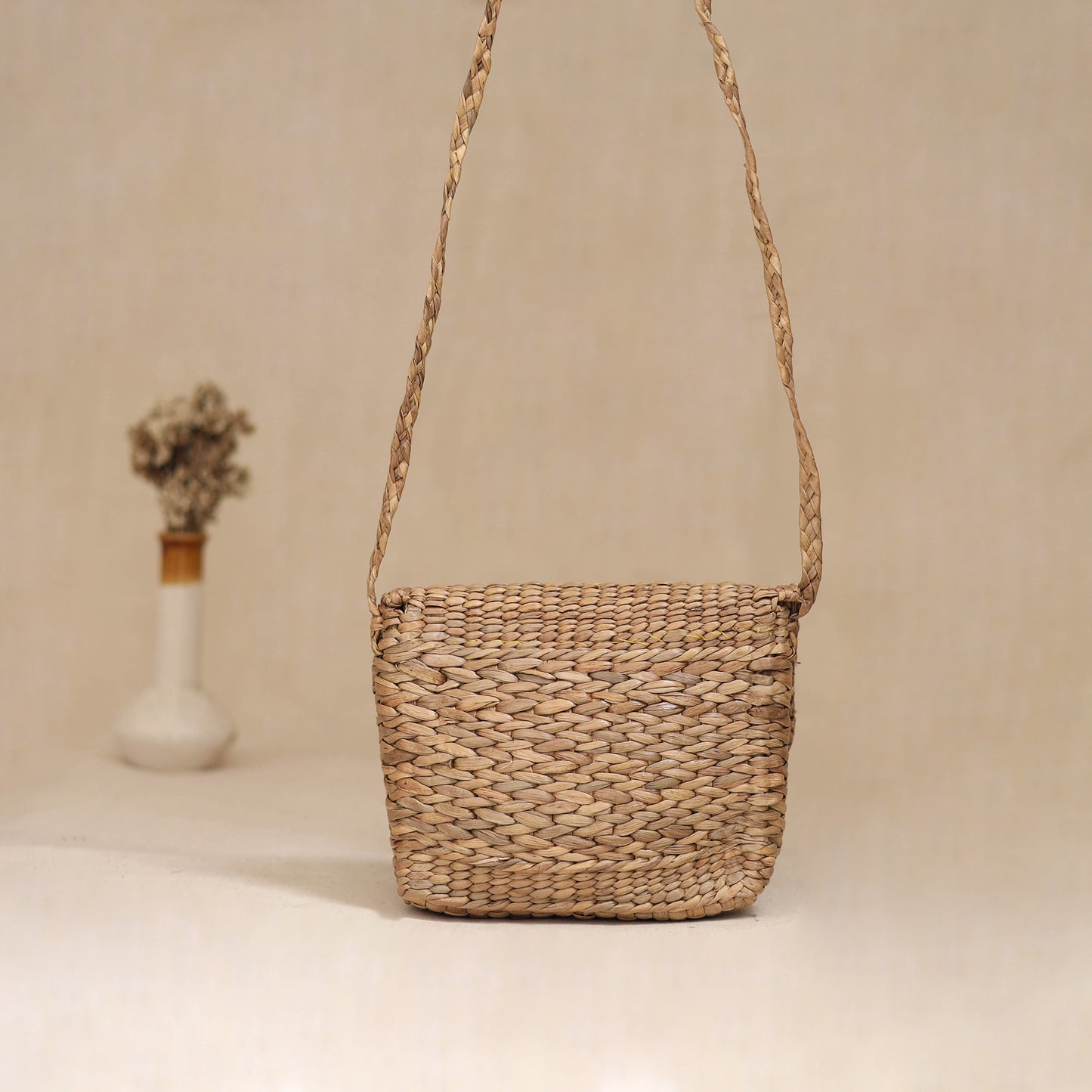 Handcrafted Natural Water Hyacinth Hand Embroidered Sling Bag 18