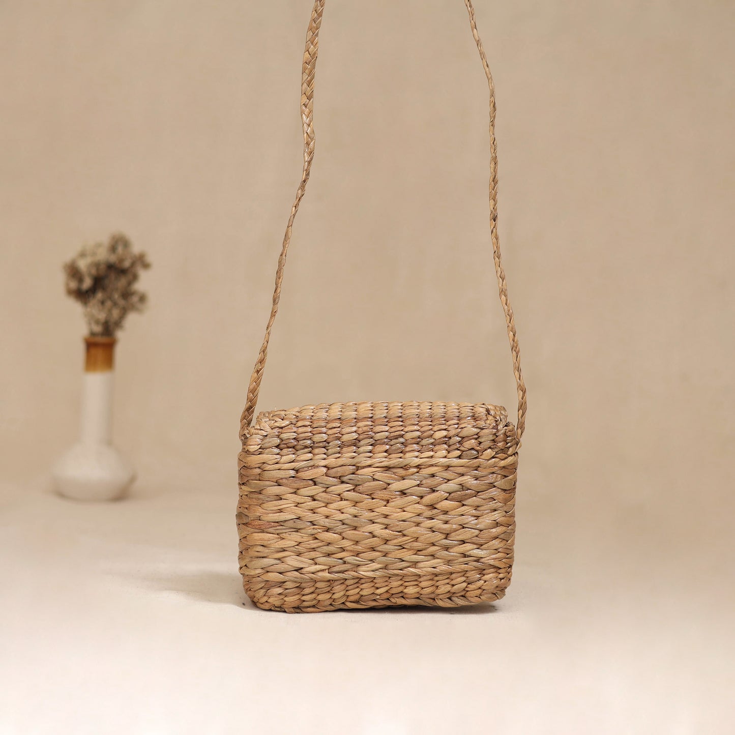 Handcrafted Natural Water Hyacinth Hand Embroidered Sling Bag 19