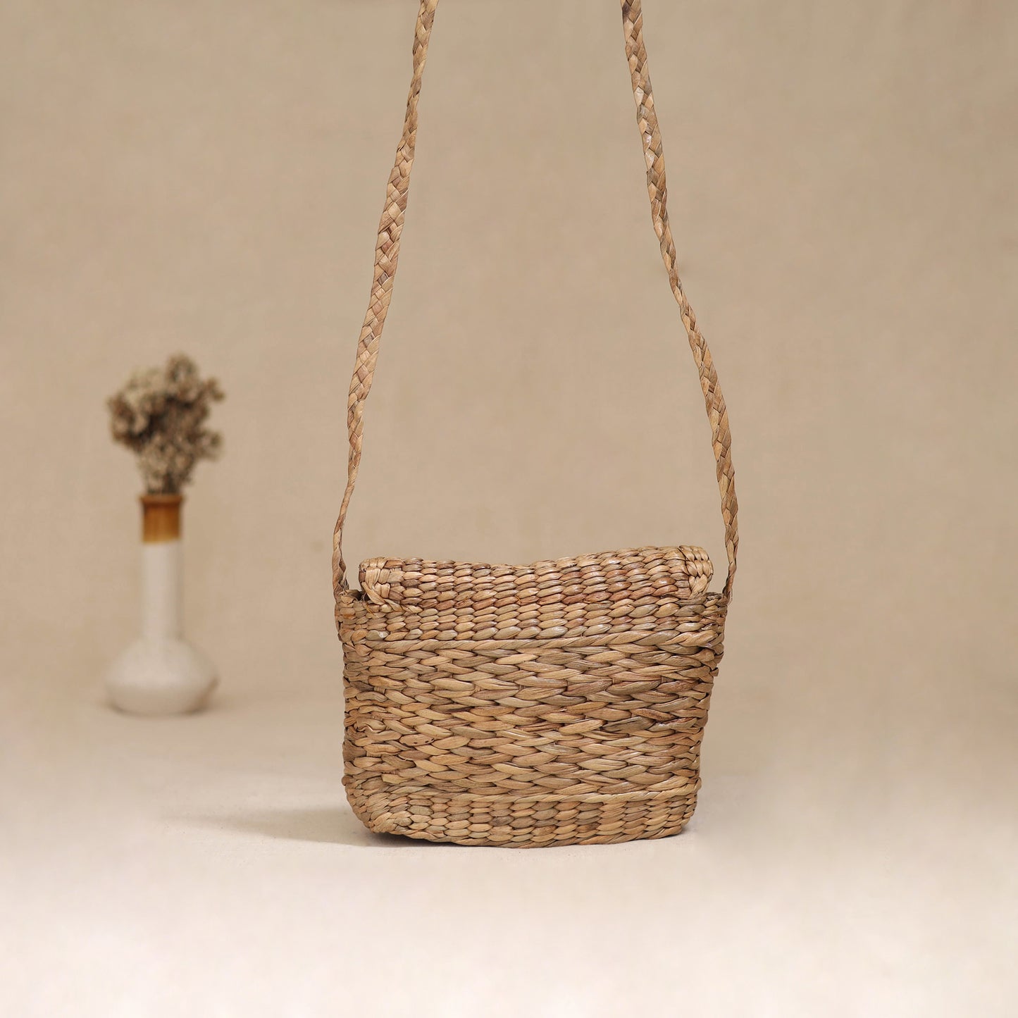 Handcrafted Natural Water Hyacinth Hand Embroidered Sling Bag 21