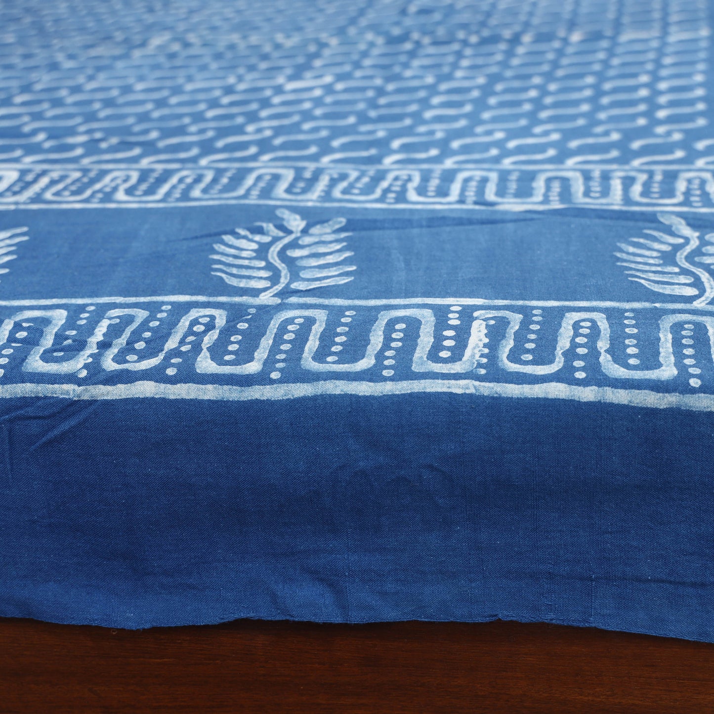 Blue - Hand Block Print Jhiri Pure Handloom Natural Dyed Cotton Single Akola Bedsheet Set (90 x 60 in) 01
