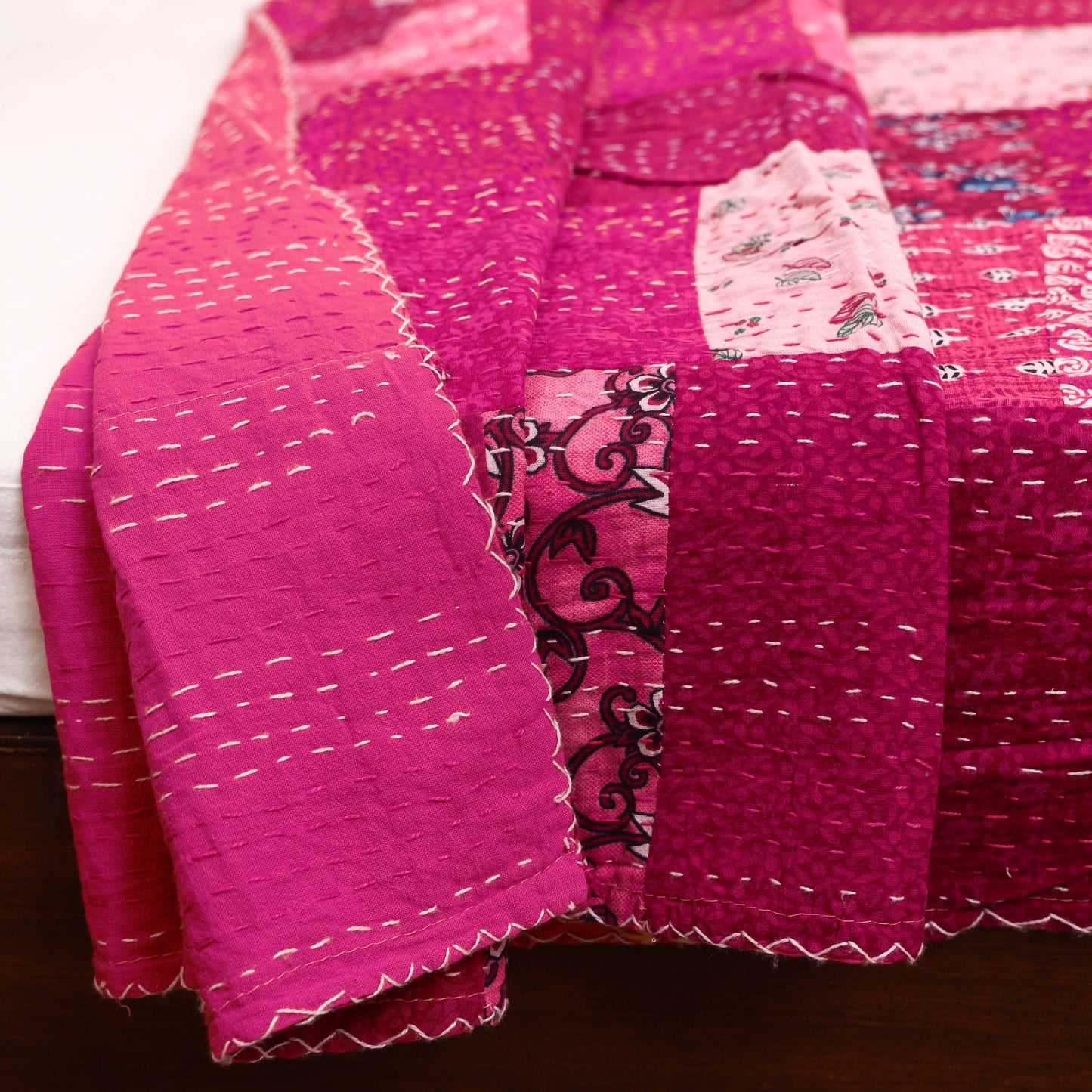 Pink - Khambadiya Tagai Patchwork Quilt / Gudri / Blanket 34