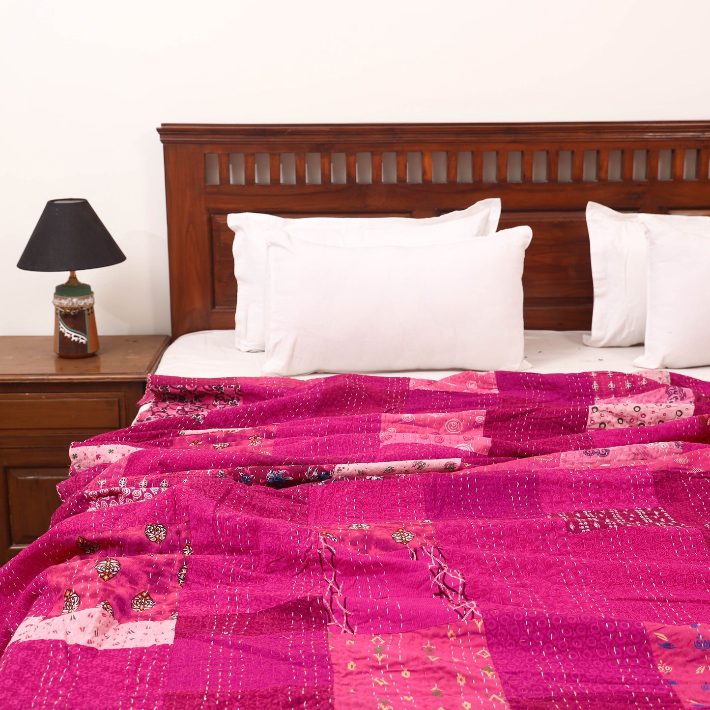 Pink - Khambadiya Tagai Patchwork Quilt / Gudri / Blanket 34