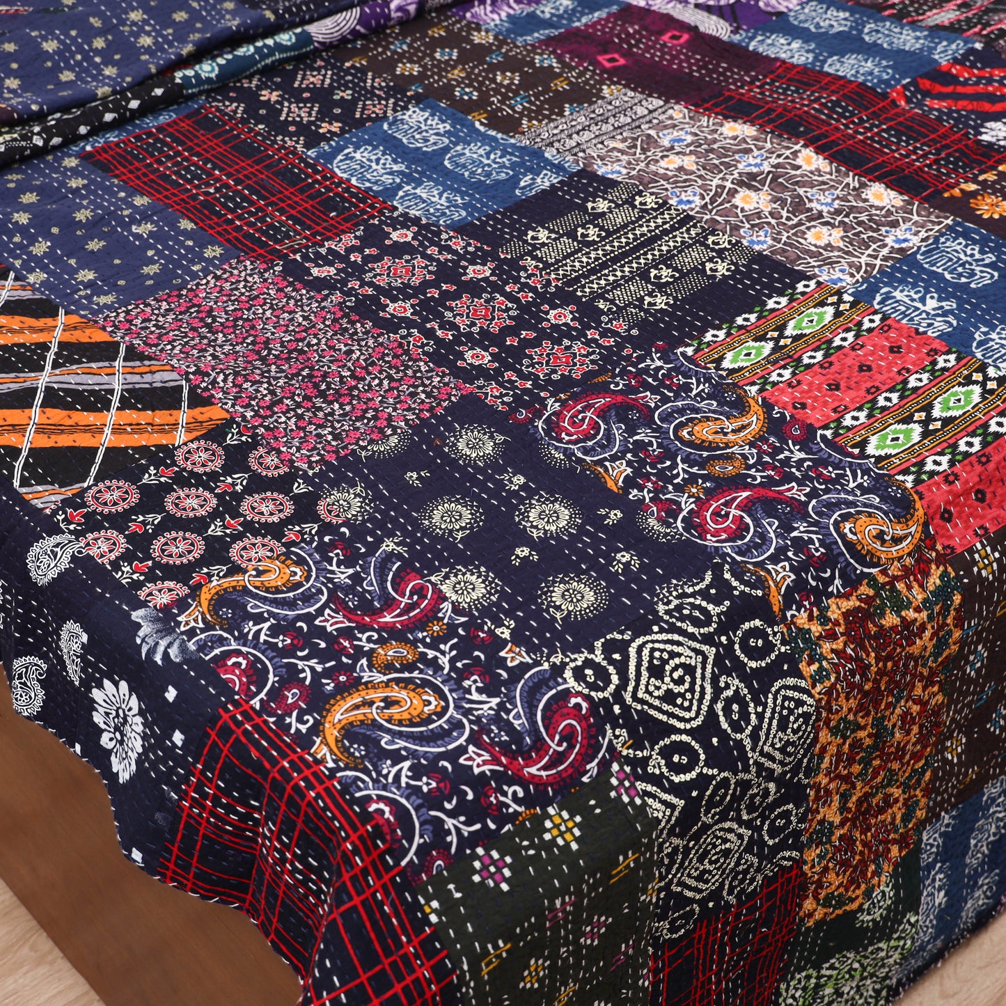 Blue - Khambadiya Tagai Patchwork Quilt / Gudri / Blanket 35