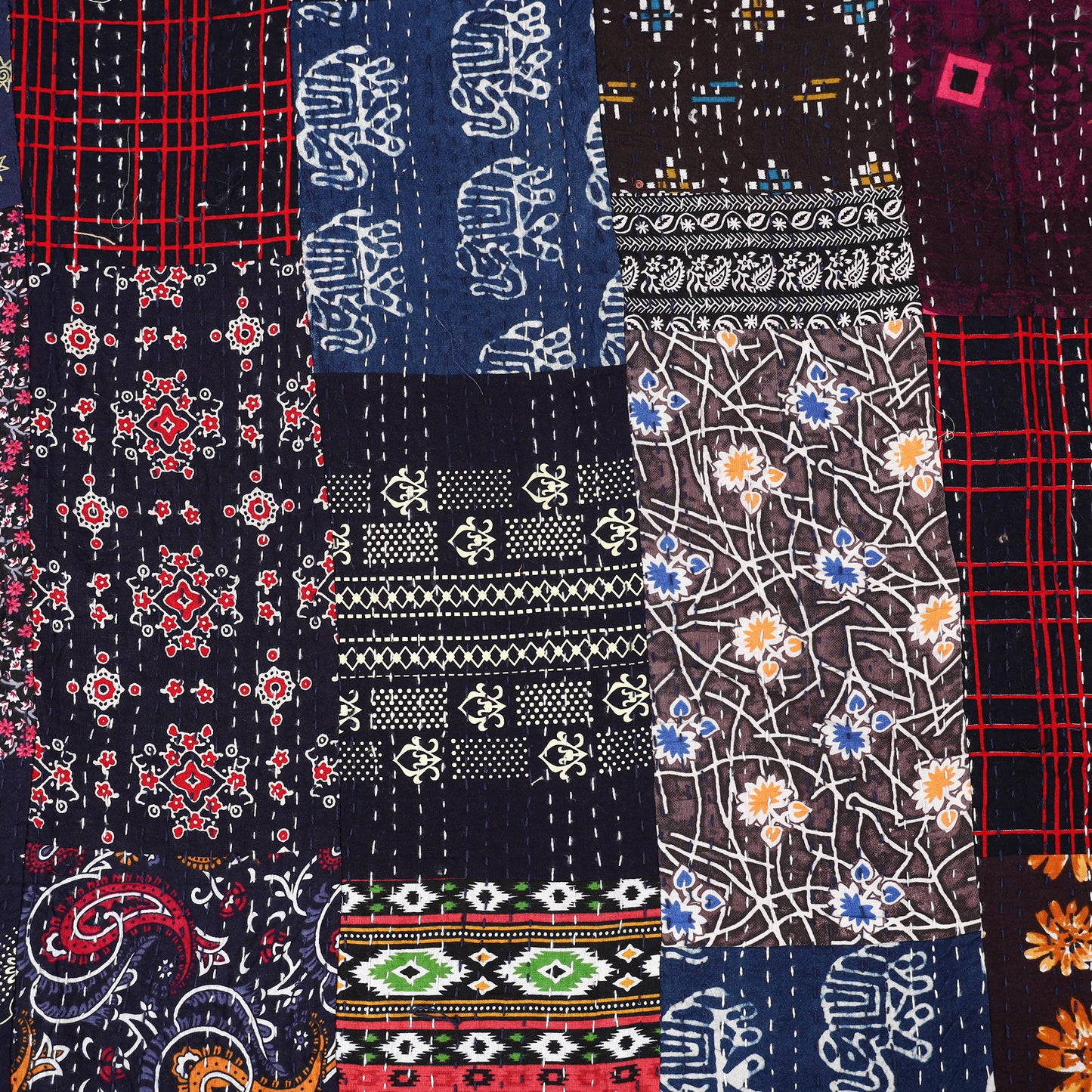 Blue - Khambadiya Tagai Patchwork Quilt / Gudri / Blanket 35