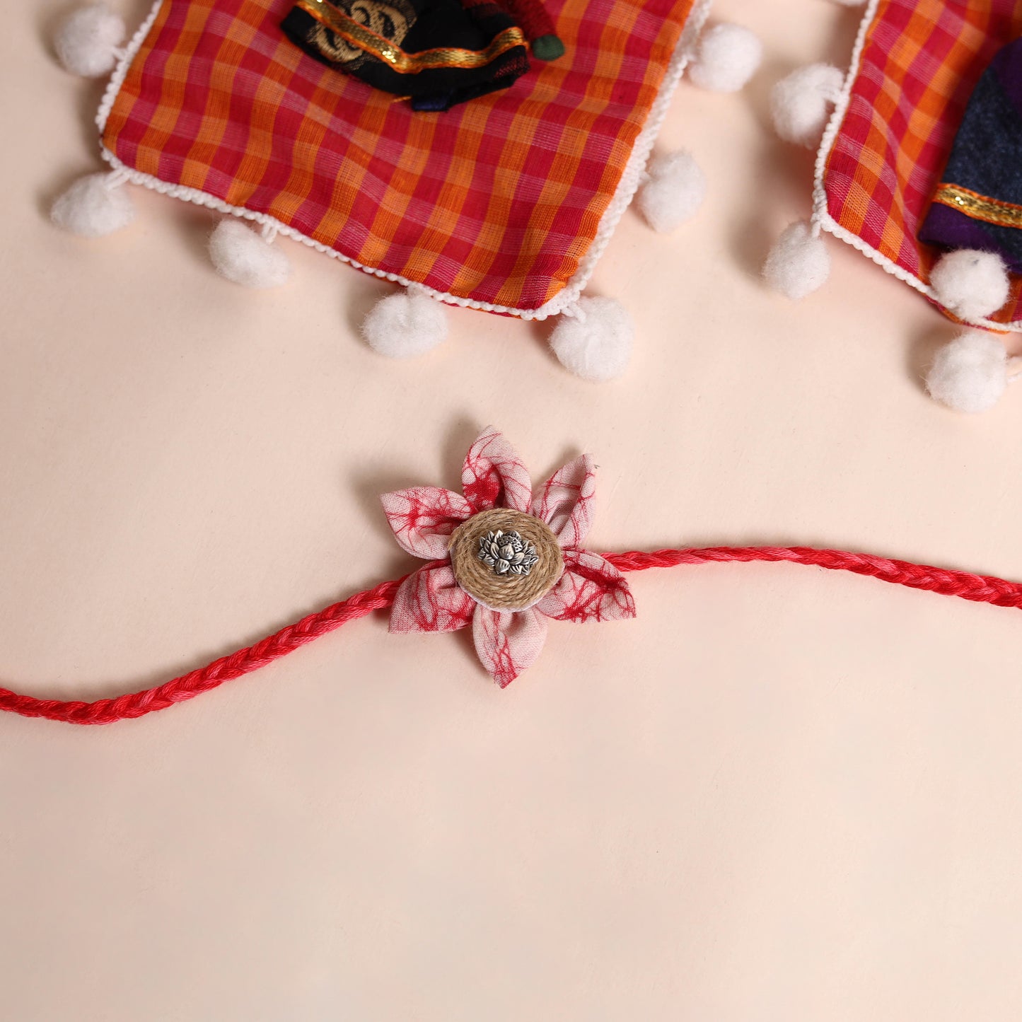 Handmade Fabric Flower Rakhi (Set of 2)