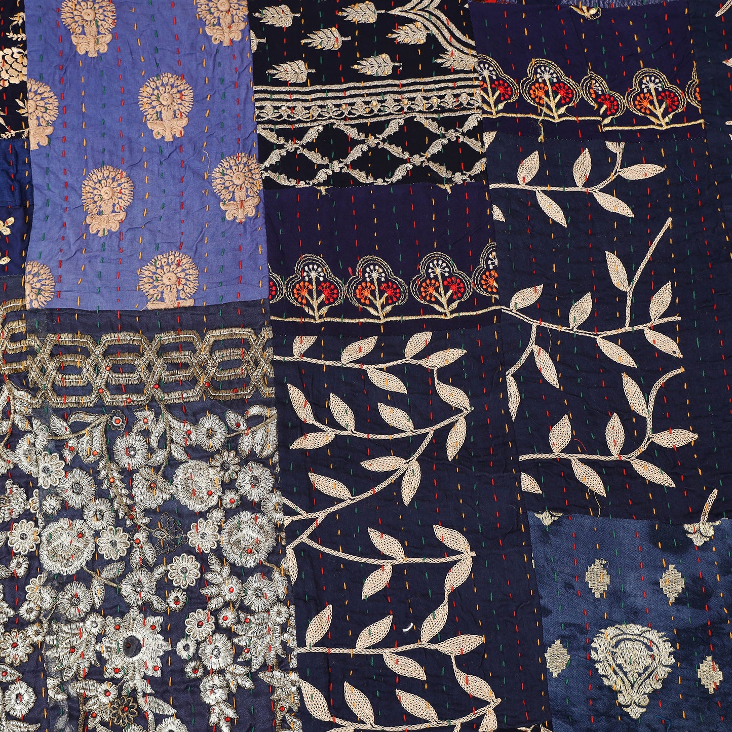 Blue - Khambadiya Tagai Patchwork Quilt / Gudri / Blanket 36