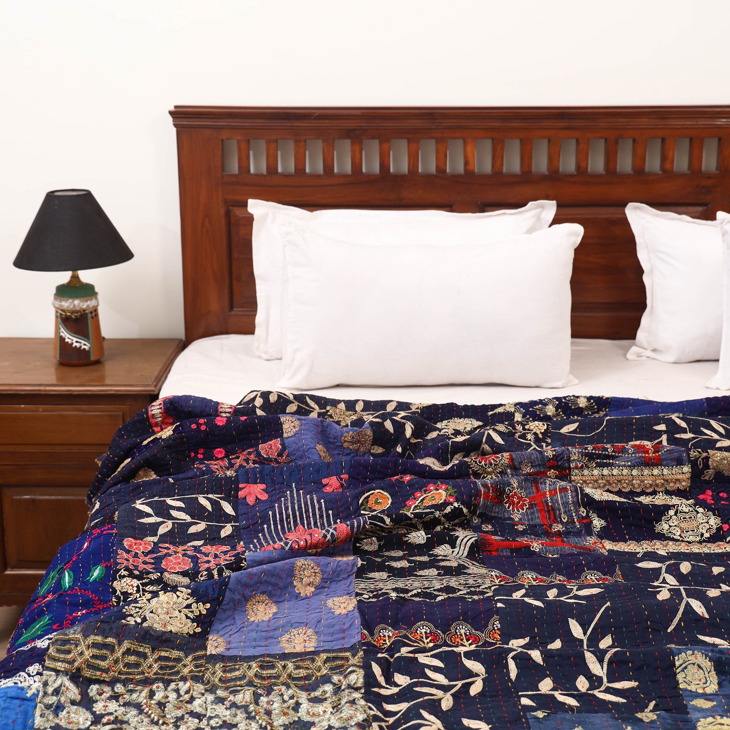 Blue - Khambadiya Tagai Patchwork Quilt / Gudri / Blanket 36