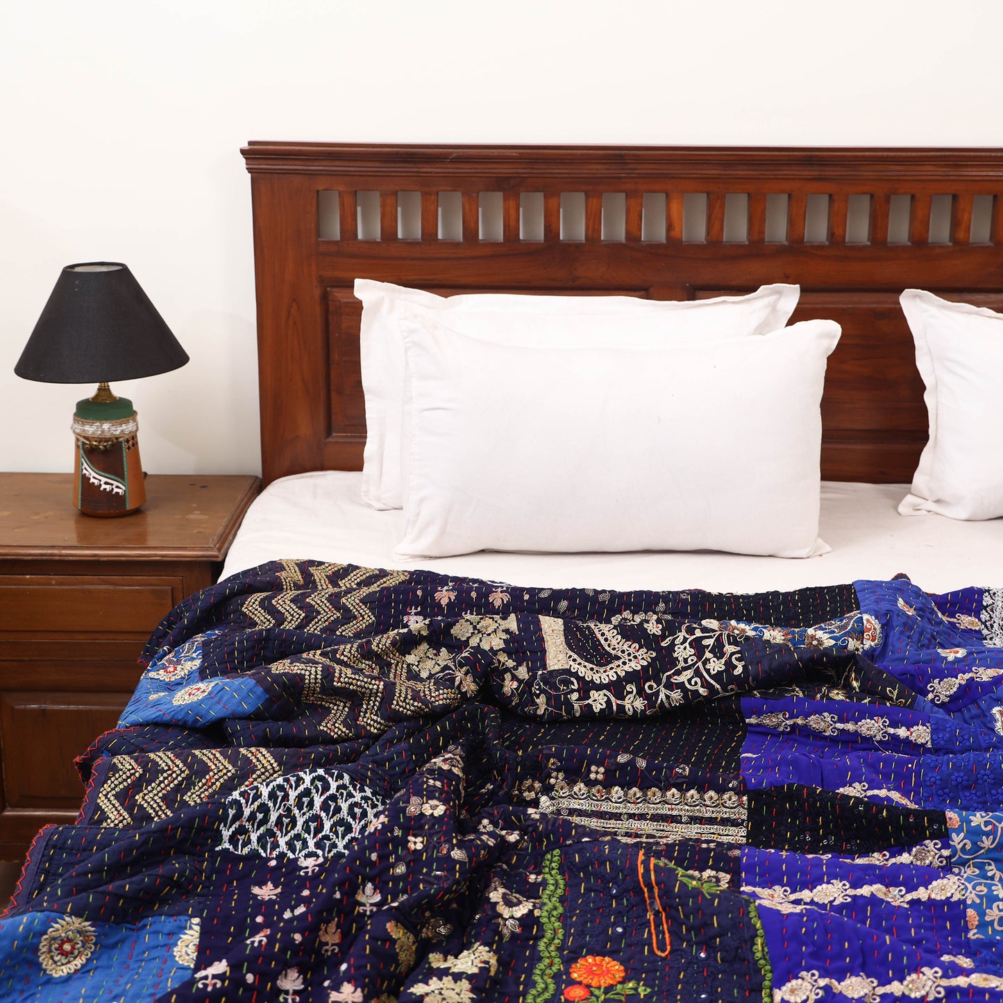Blue - Khambadiya Tagai Patchwork Quilt / Gudri / Blanket 37