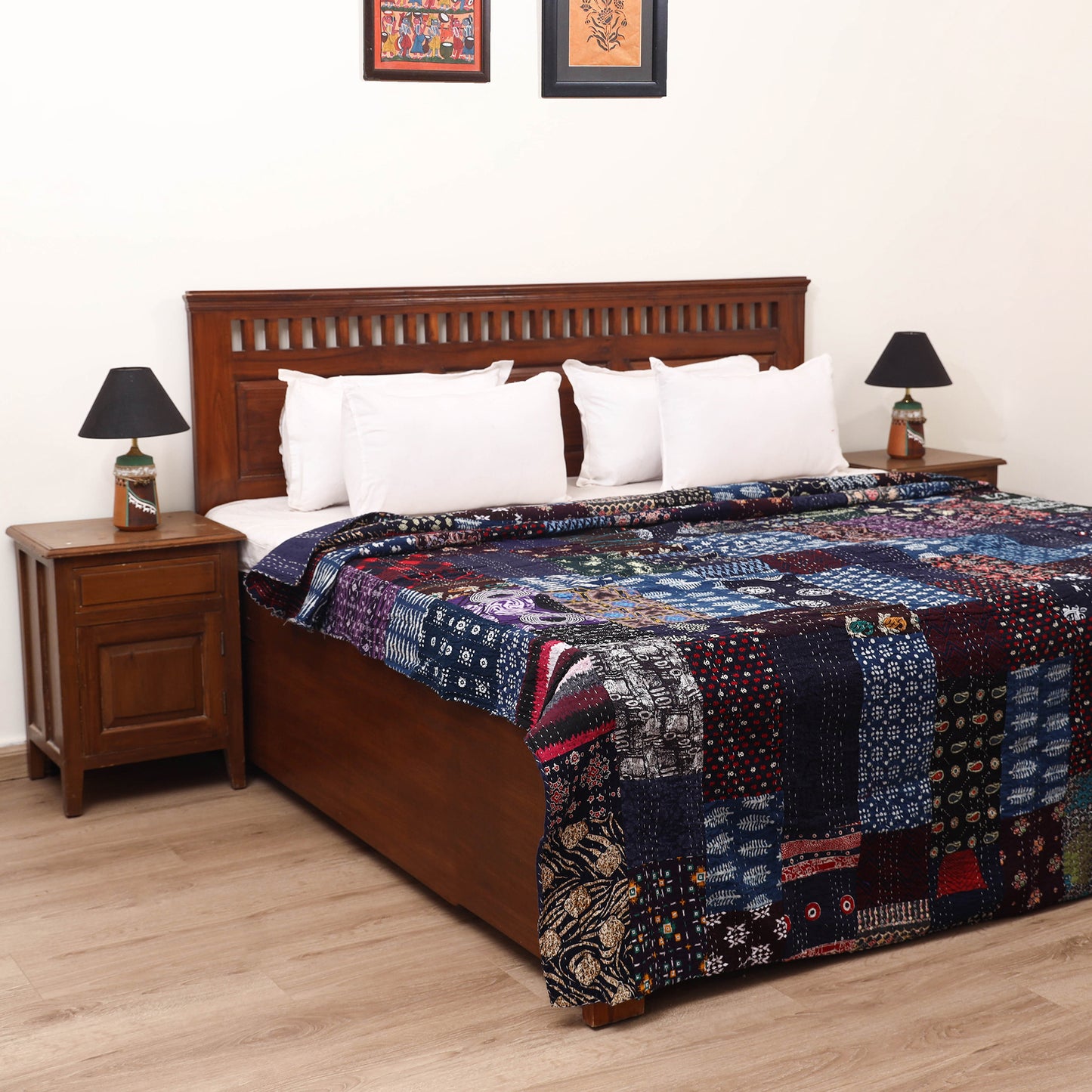 Blue - Khambadiya Tagai Patchwork Quilt / Gudri / Blanket 38