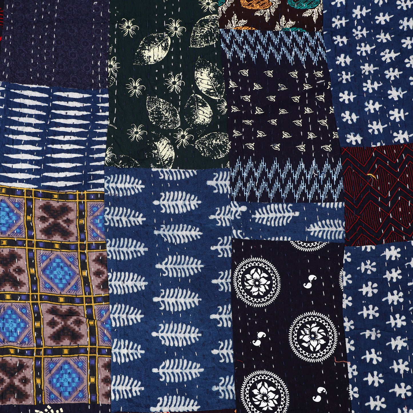 Blue - Khambadiya Tagai Patchwork Quilt / Gudri / Blanket 38