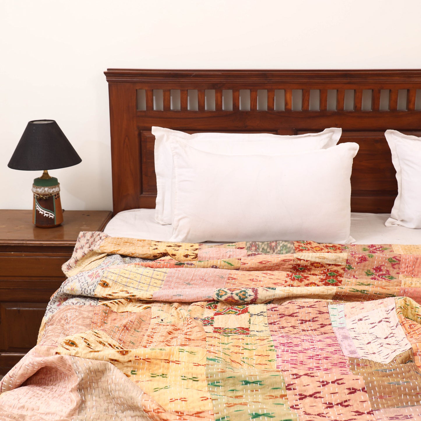 Beige - Khambadiya Tagai Patchwork Quilt / Gudri / Blanket 39