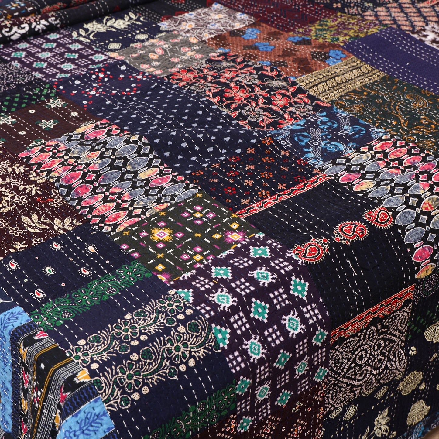 Blue - Khambadiya Tagai Patchwork Quilt / Gudri / Blanket 40