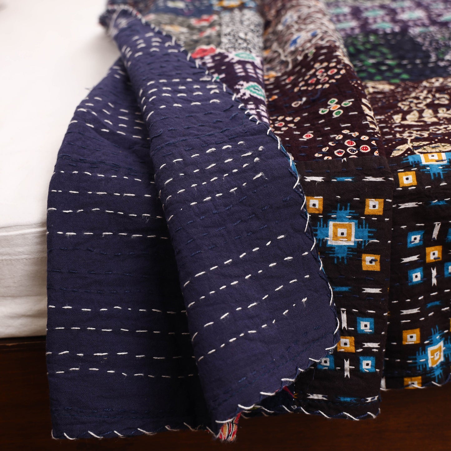 Blue - Khambadiya Tagai Patchwork Quilt / Gudri / Blanket 40