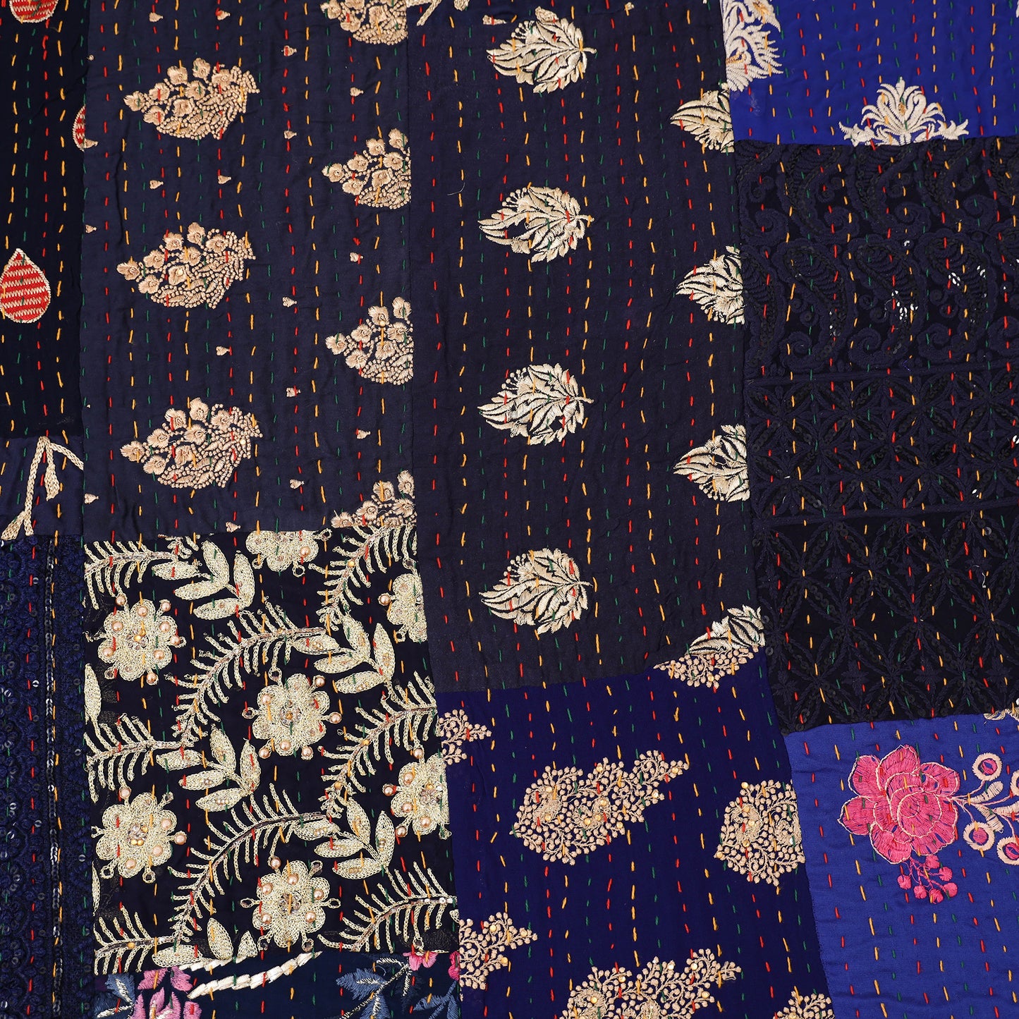 Blue - Khambadiya Tagai Patchwork Quilt / Gudri / Blanket 43