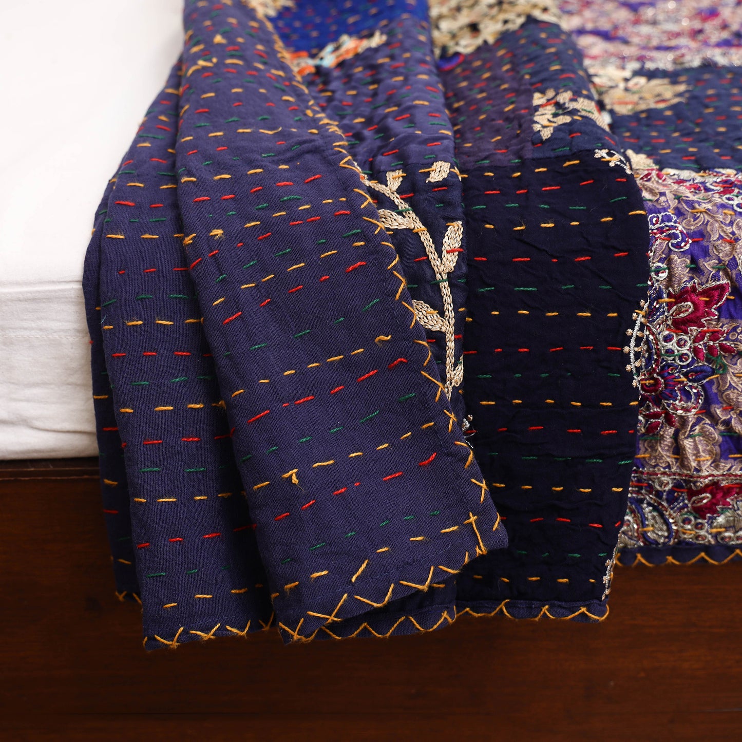 Blue - Khambadiya Tagai Patchwork Quilt / Gudri / Blanket 43