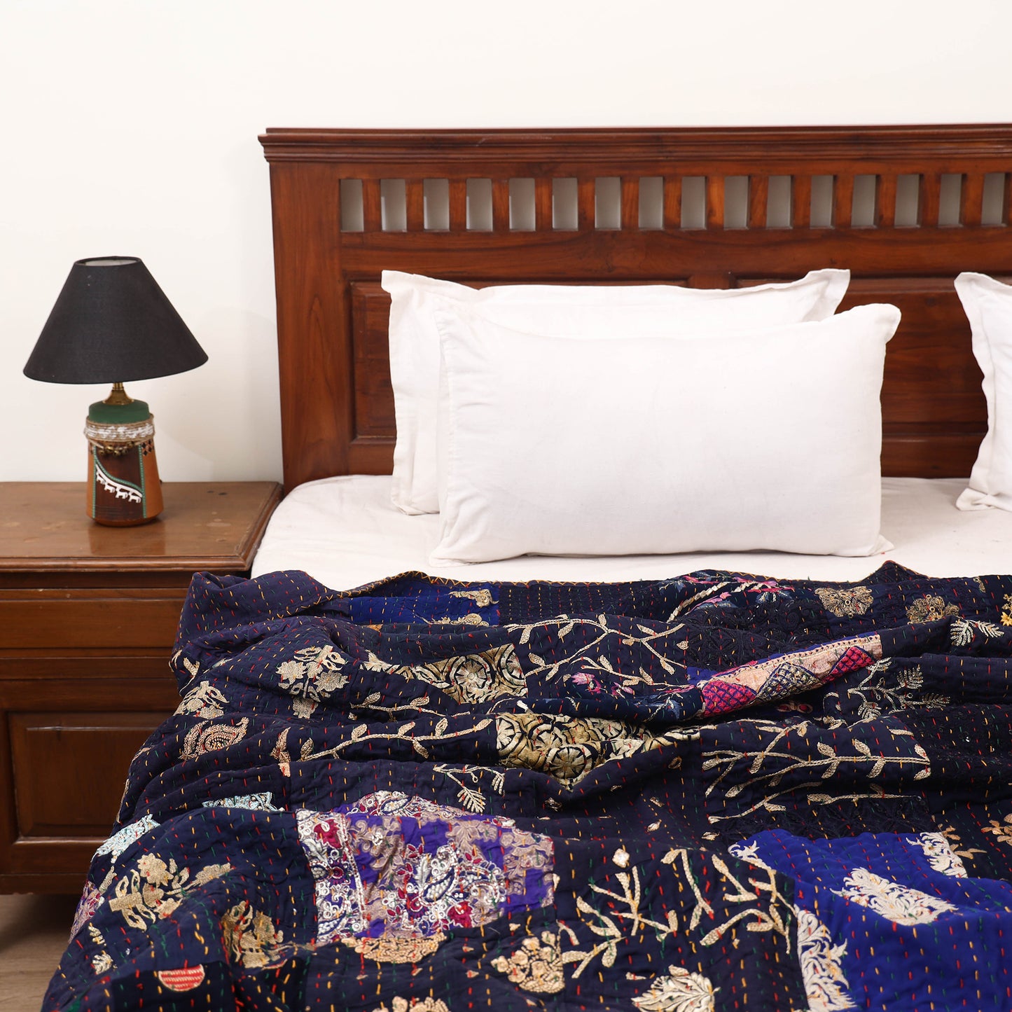 Blue - Khambadiya Tagai Patchwork Quilt / Gudri / Blanket 43