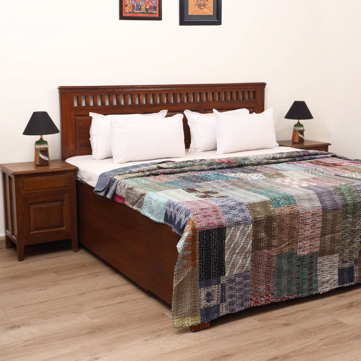 Grey - Khambadiya Tagai Patchwork Quilt / Gudri / Blanket 45