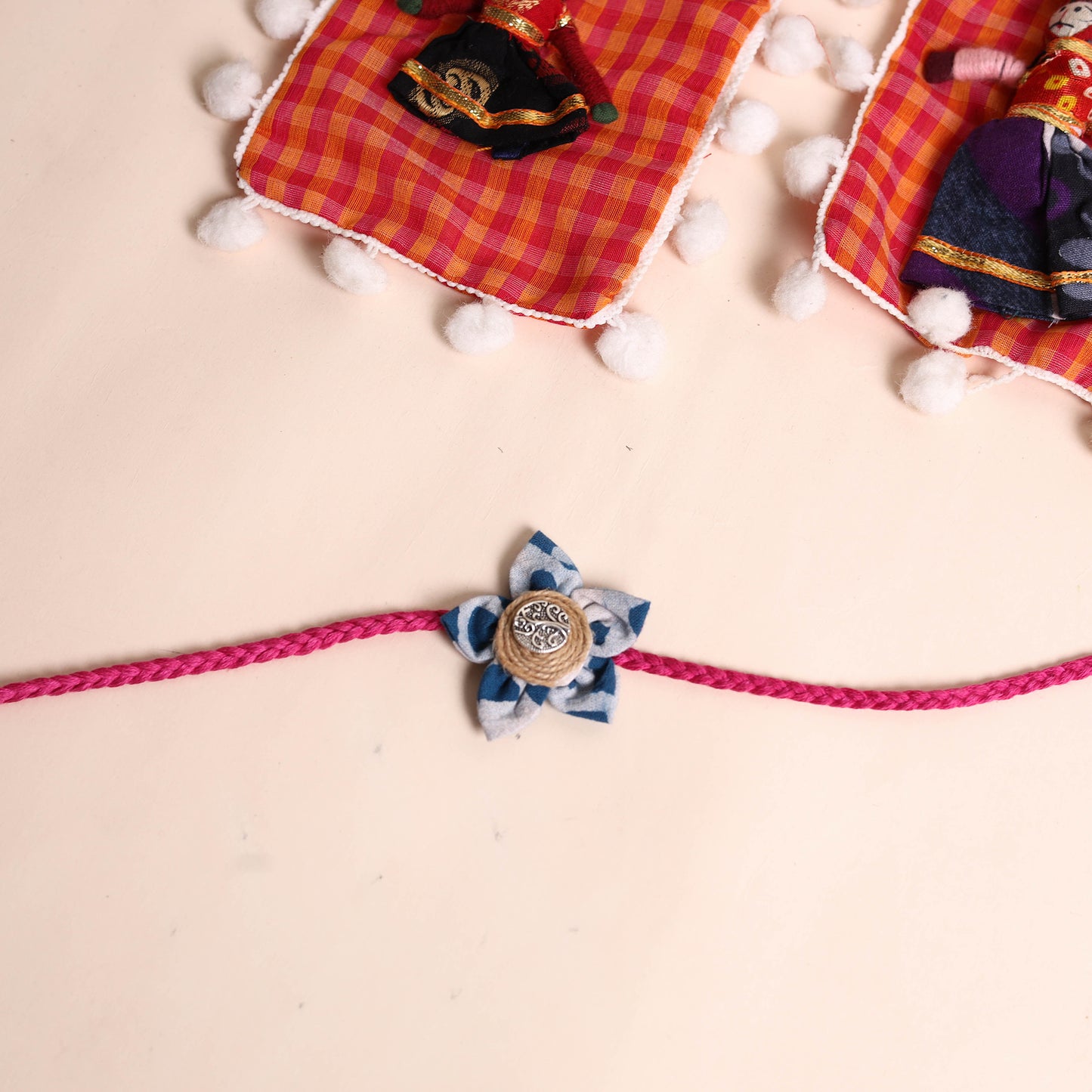 Handmade Fabric Flower Rakhi (Set of 2)