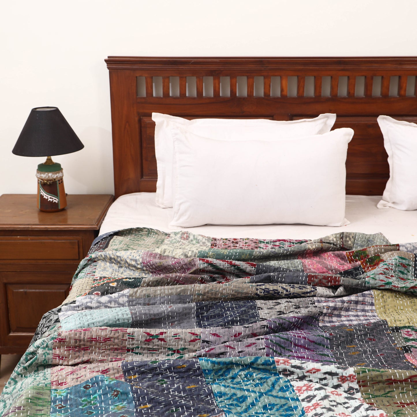 Grey - Khambadiya Tagai Patchwork Quilt / Gudri / Blanket 45