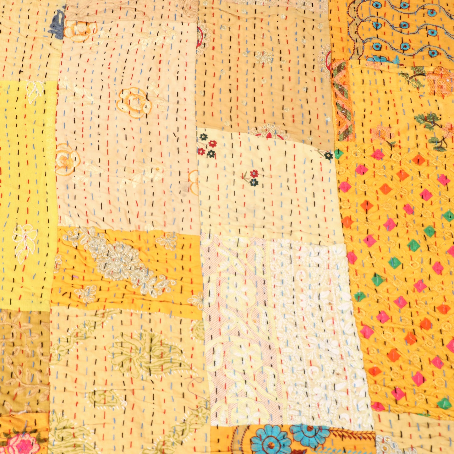 Yellow - Khambadiya Tagai Patchwork Quilt / Gudri / Blanket 46