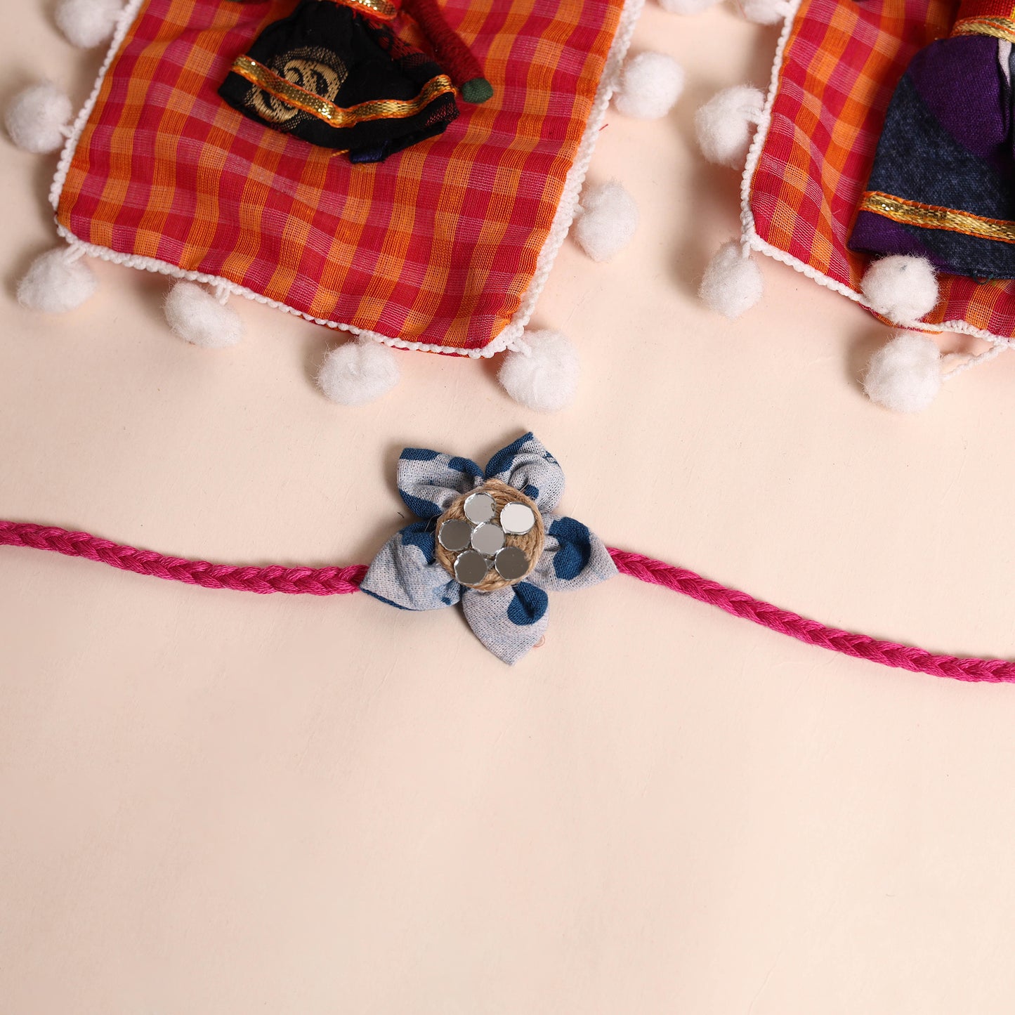 Handmade Fabric Flower Rakhi (Set of 2)