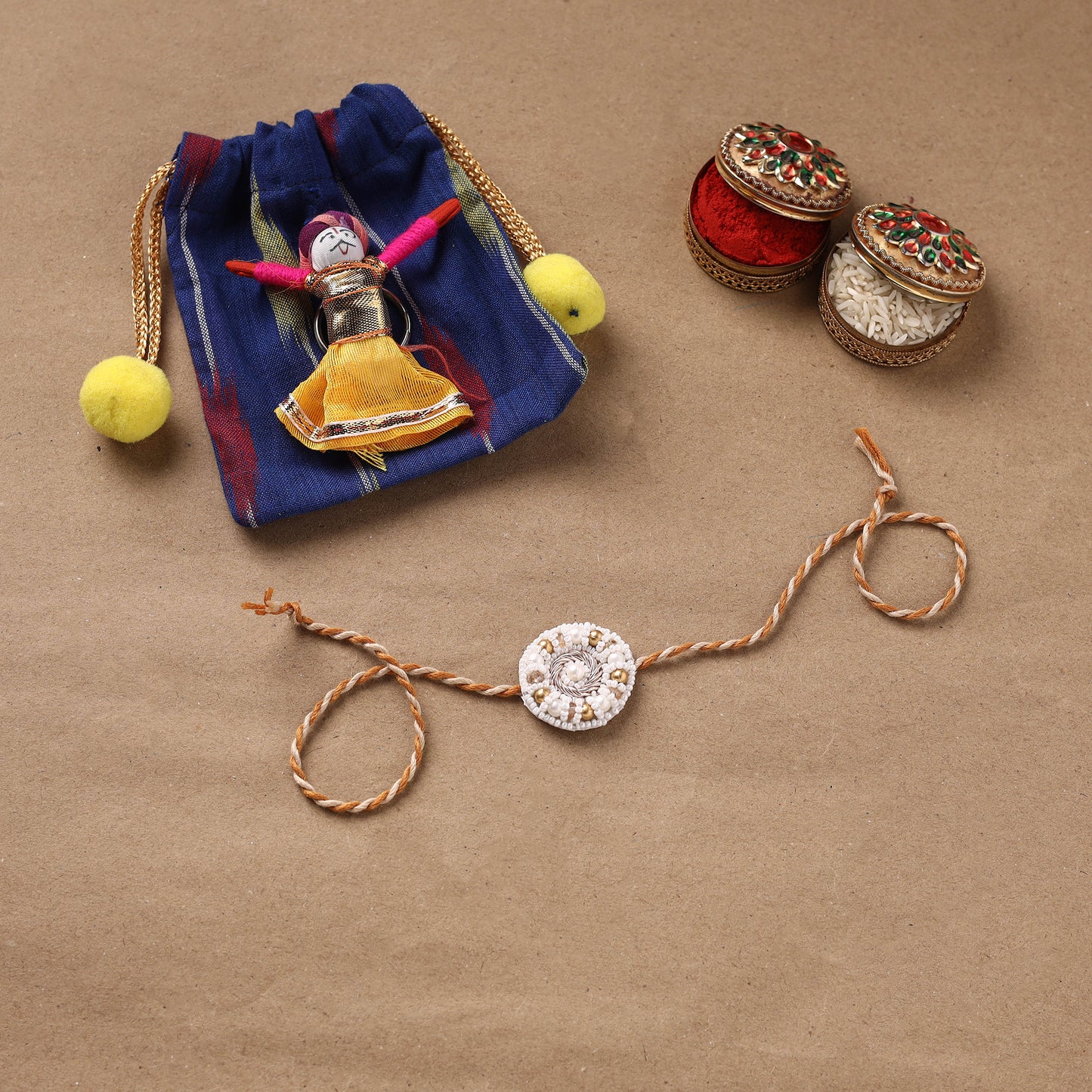 Hand Embroidered Thread Work Rakhi 08