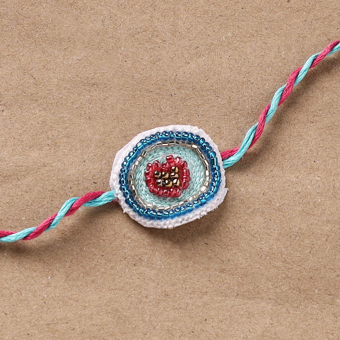 Hand Embroidered Thread Work Rakhi 09