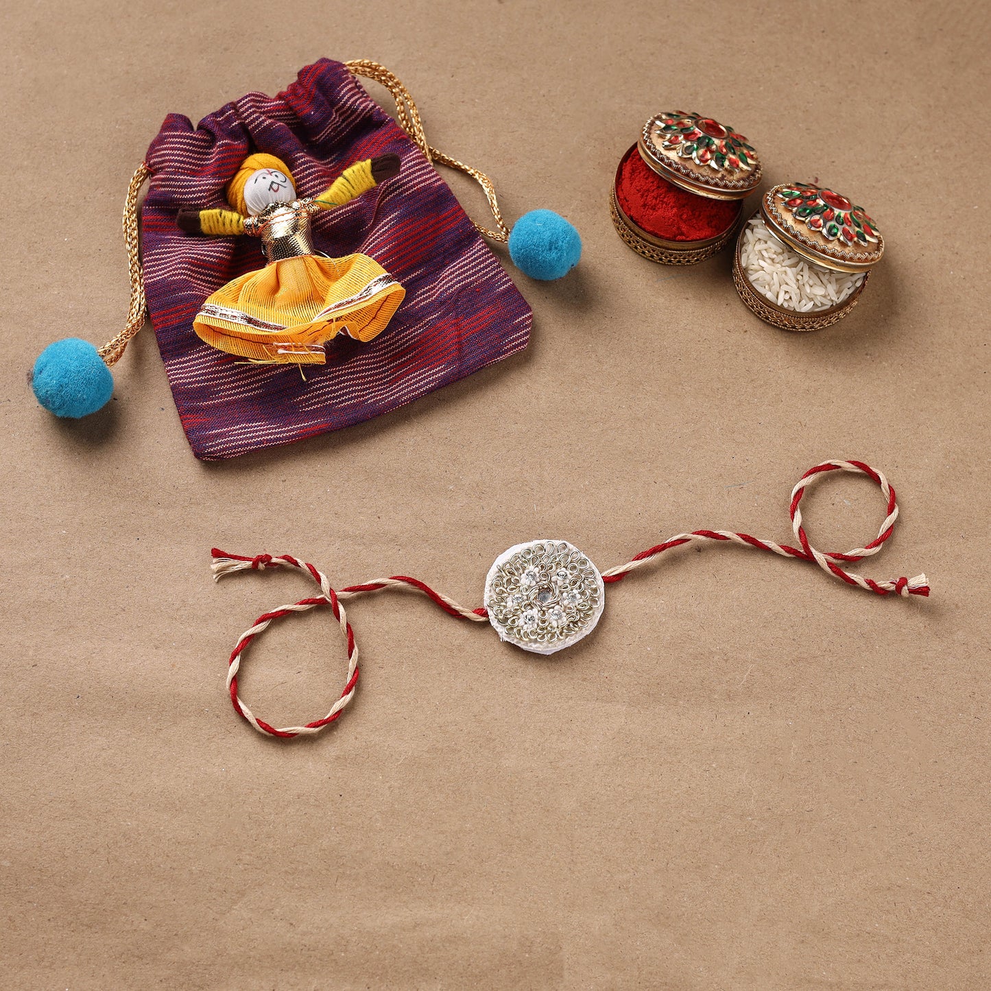 Hand Embroidered Thread Work Rakhi 10