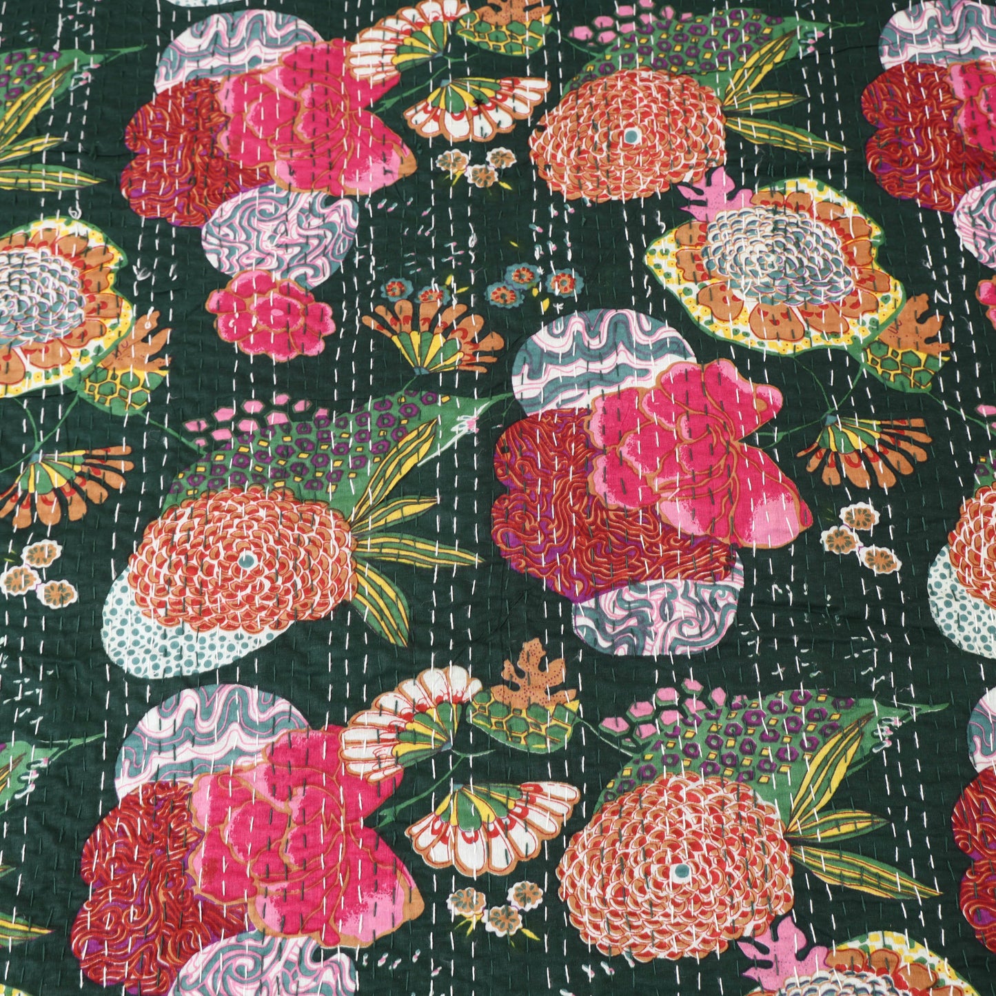 Green - Jaipur Print Tagai Work Double Bedsheet (108 x 90 in) 04