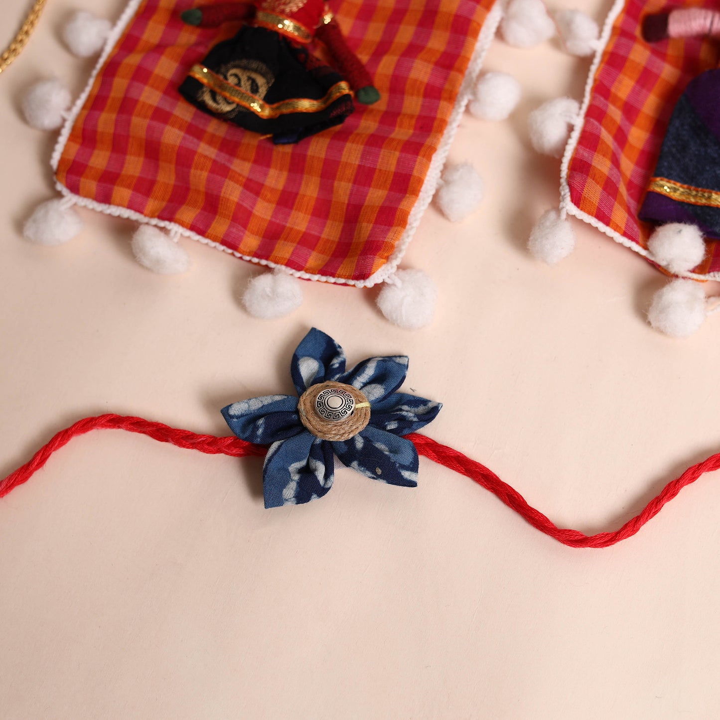 Handmade Fabric Flower Rakhi (Set of 2)