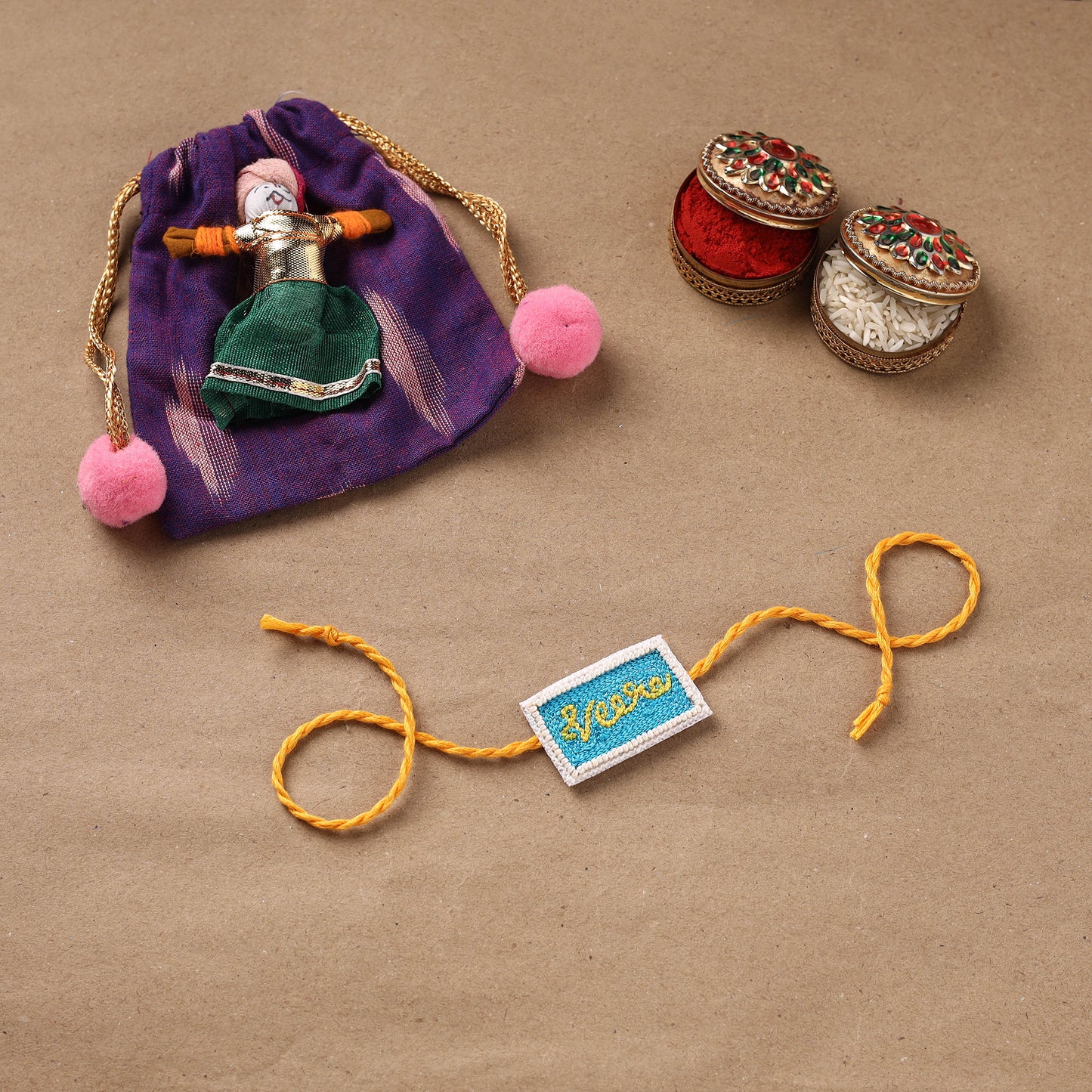 Hand Embroidered Thread Work Rakhi 21