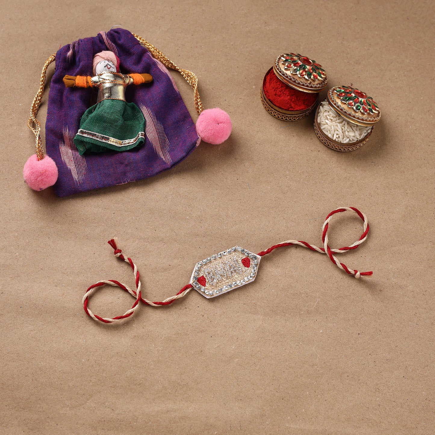 Hand Embroidered Thread Work Rakhi 24