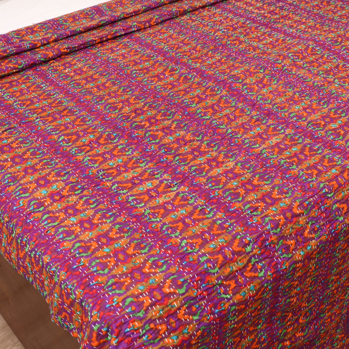 Purple - Jaipur Print Tagai Work Double Bedsheet (108 x 90 in) 10