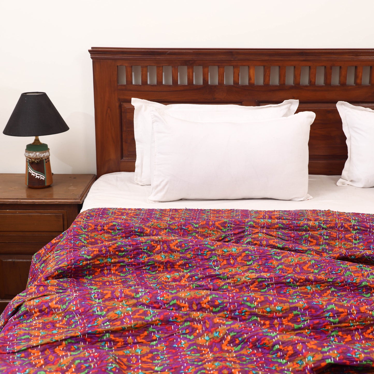 Purple - Jaipur Print Tagai Work Double Bedsheet (108 x 90 in) 10
