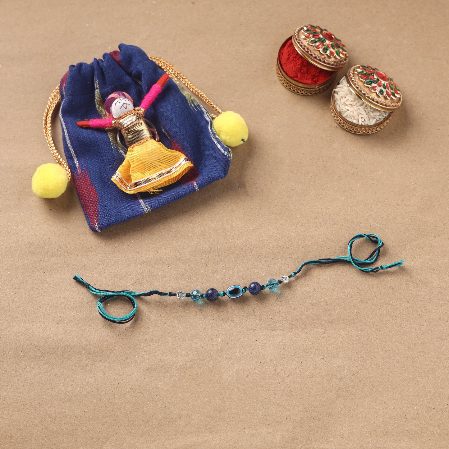Handmade Beads Evil Eye Rakhi 06