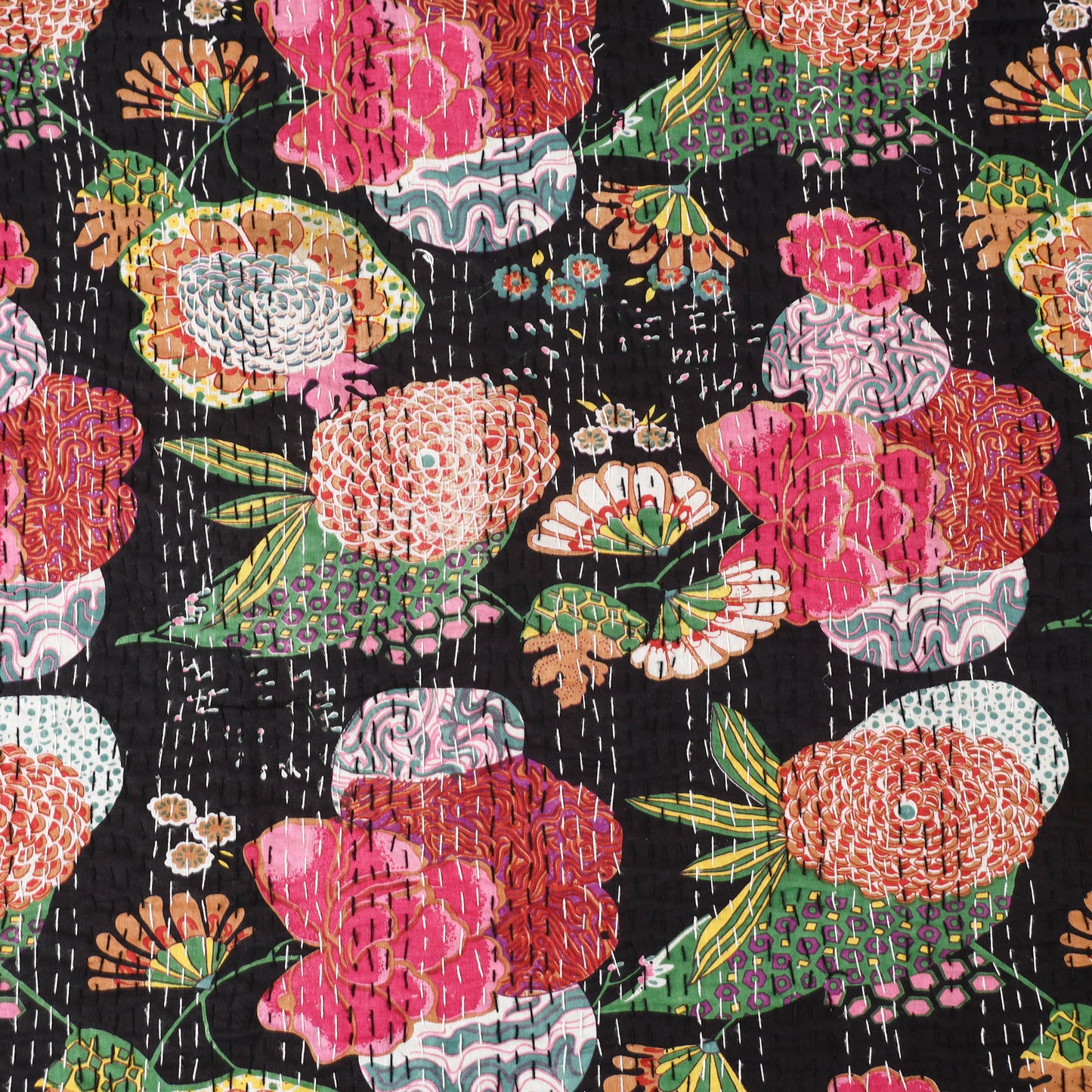 Black - Jaipur Print Tagai Work Double Bedsheet (108 x 90 in) 12