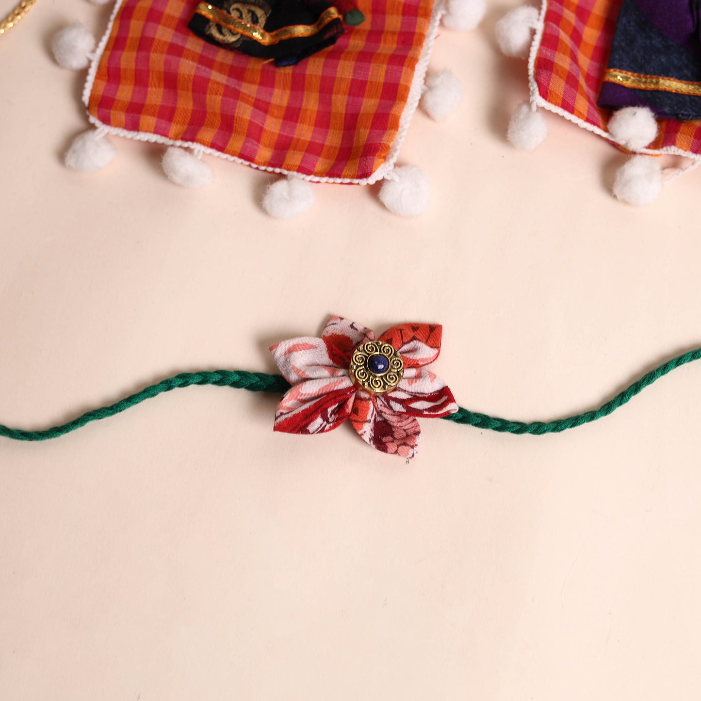 Handmade Fabric Flower Rakhi (Set of 2)