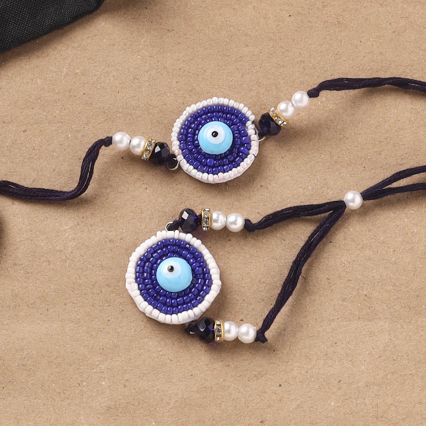 Handmade Beads Evil Eye Bhaiya Bhabhi Rakhi Set 05