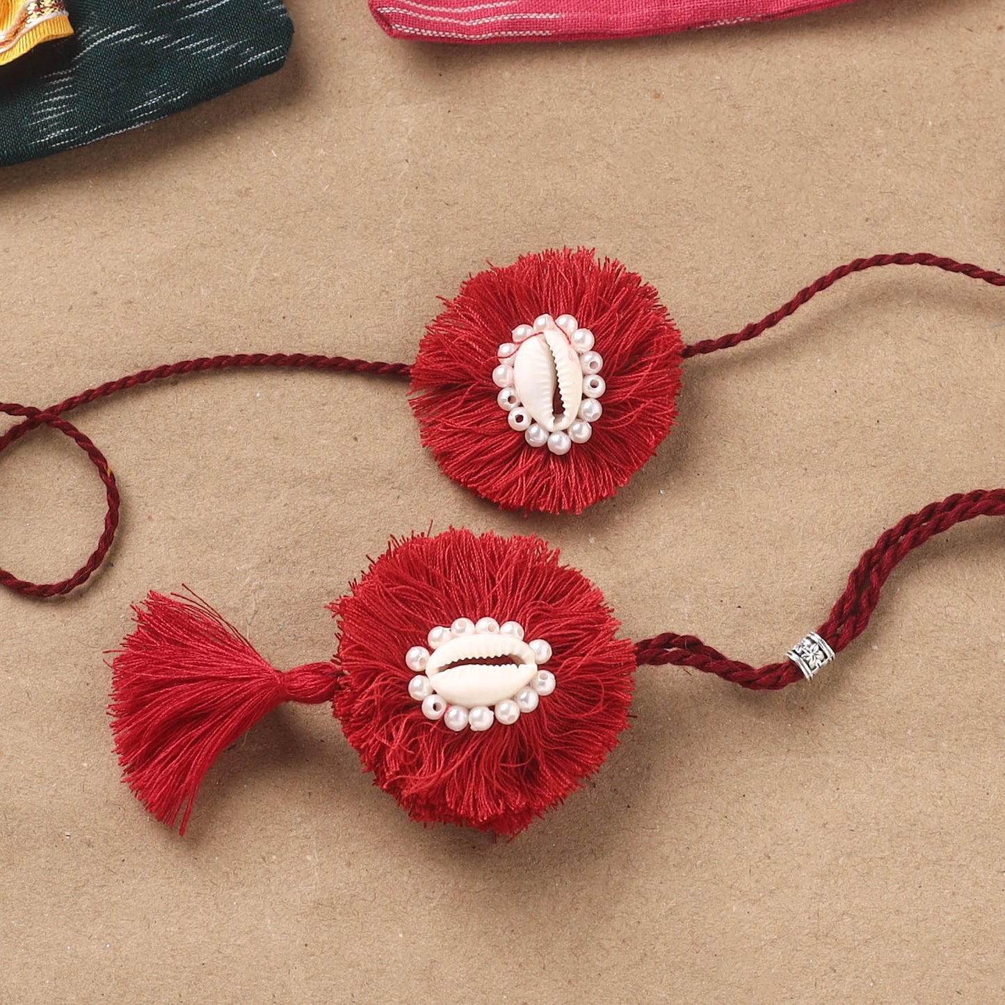 Handmade Beads Shell Work Rakhi & Lumba Set 108