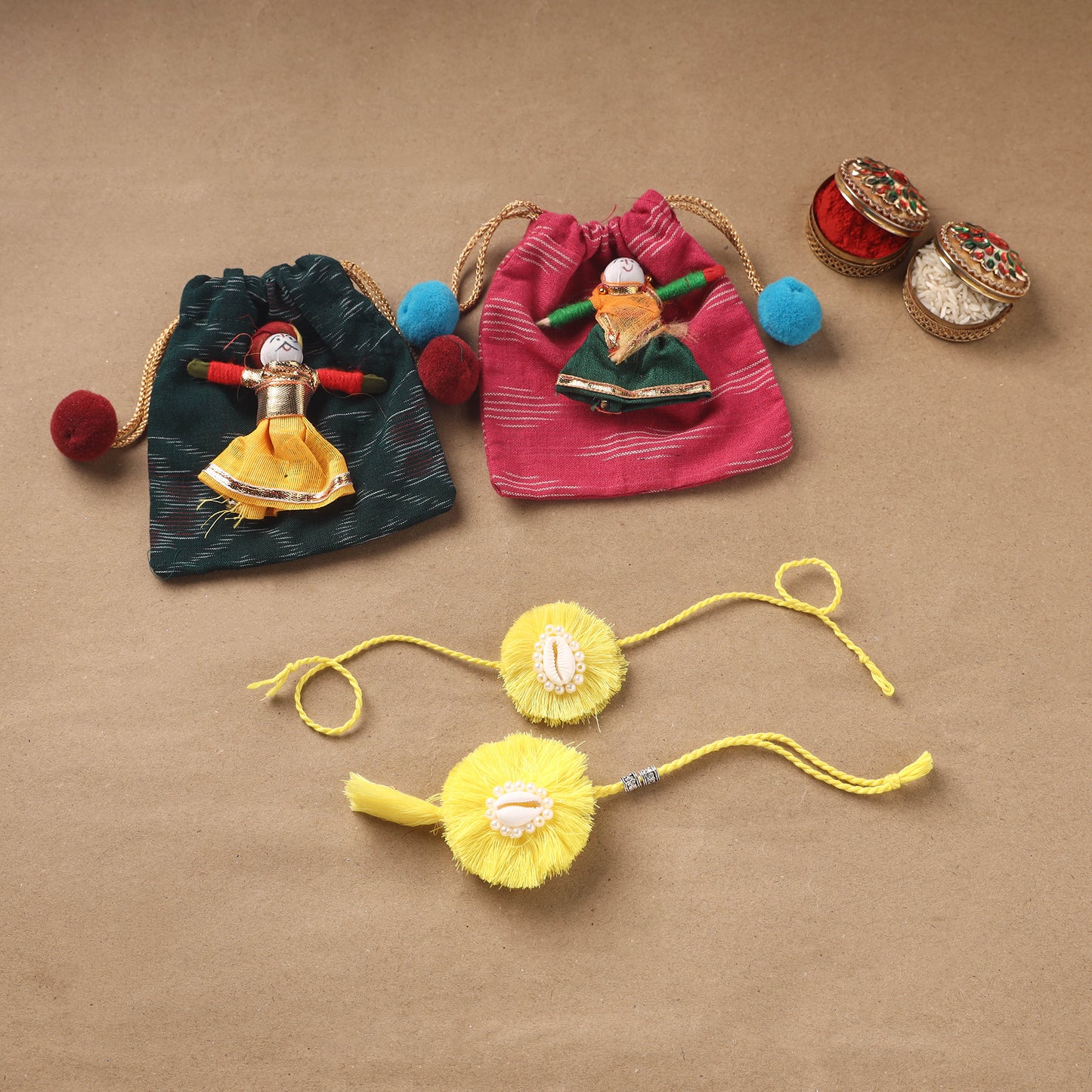 Handmade Beads Shell Work Rakhi & Lumba Set 110