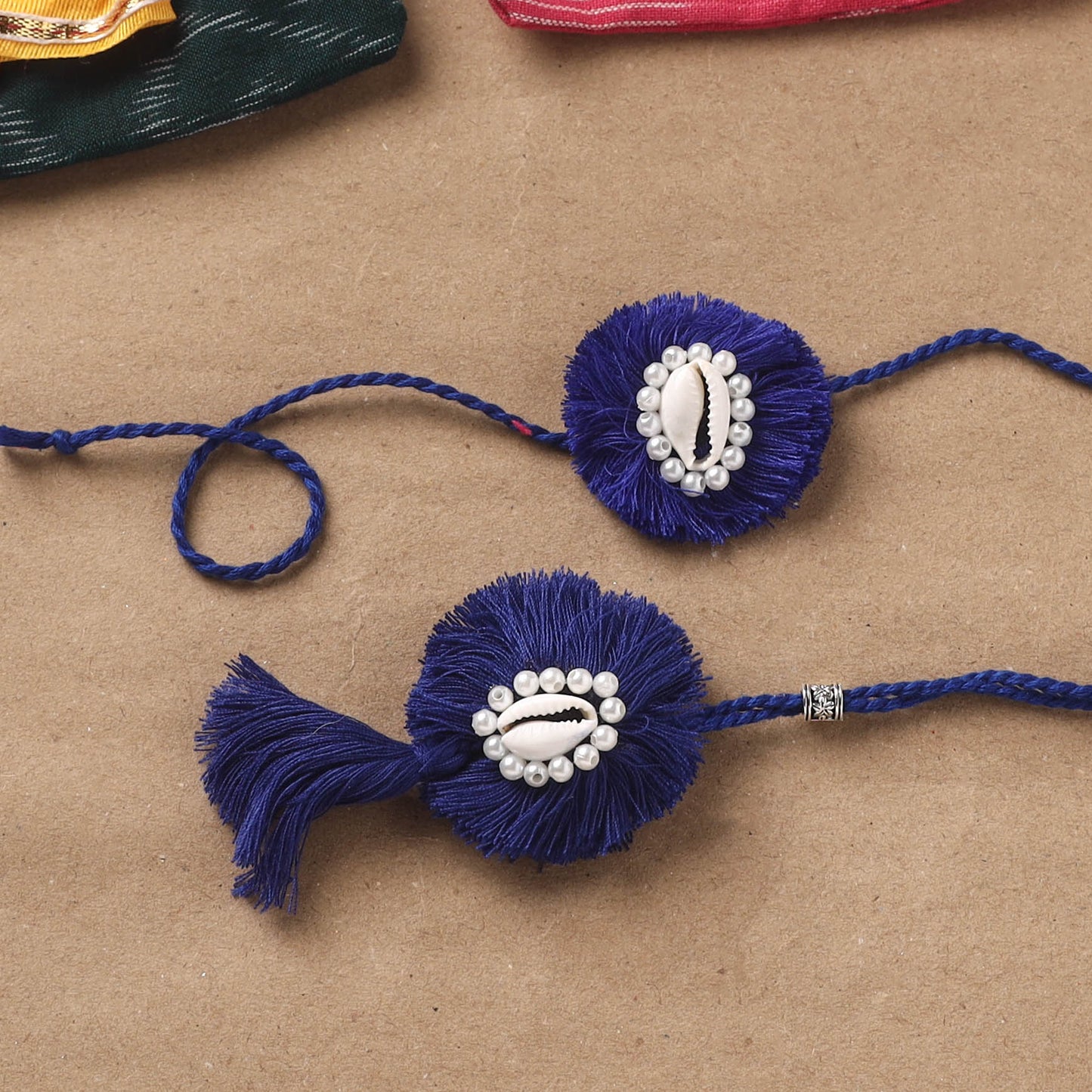 Handmade Beads Shell Work Rakhi & Lumba Set 112